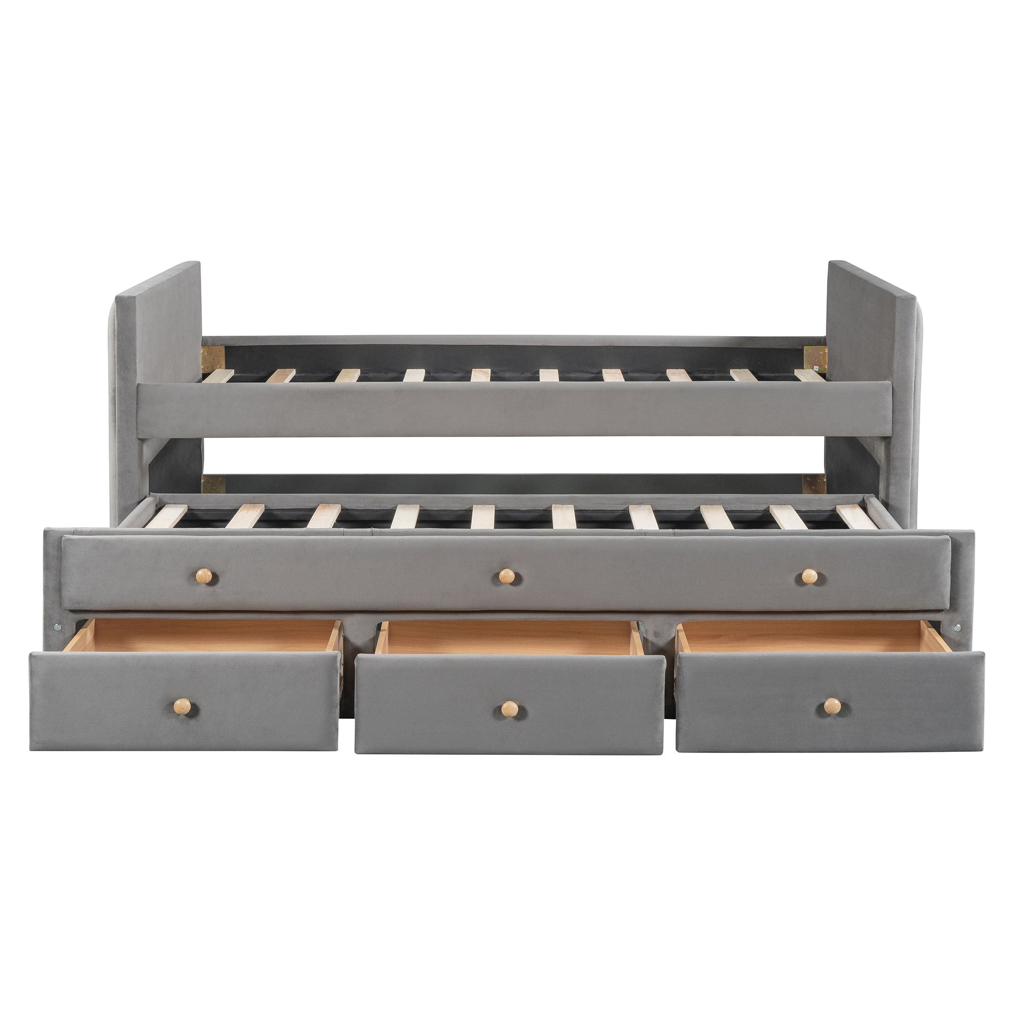 Upholstered Daybed With Trundle And Drawers