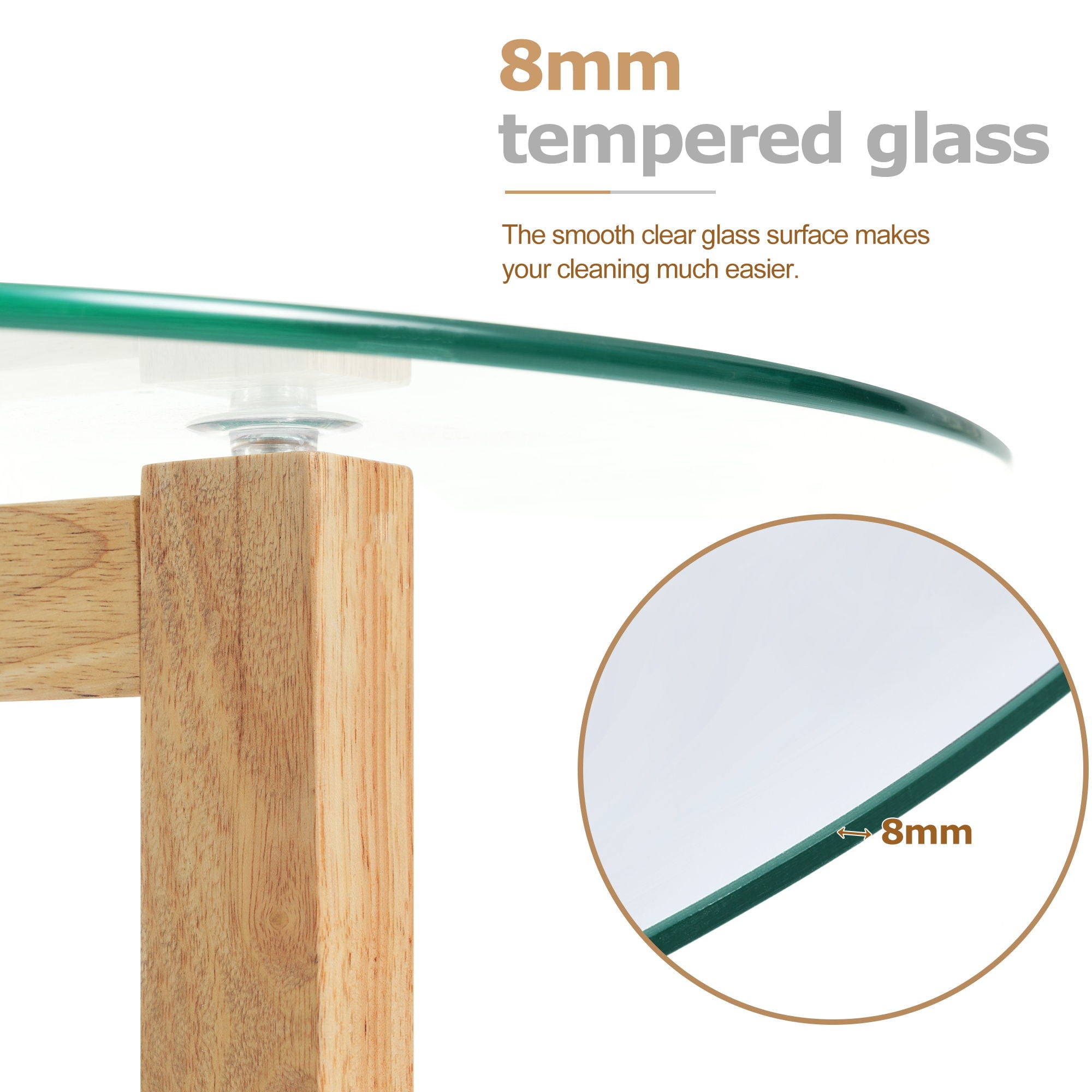 Round Glass Coffee Table Modern Cocktail Table