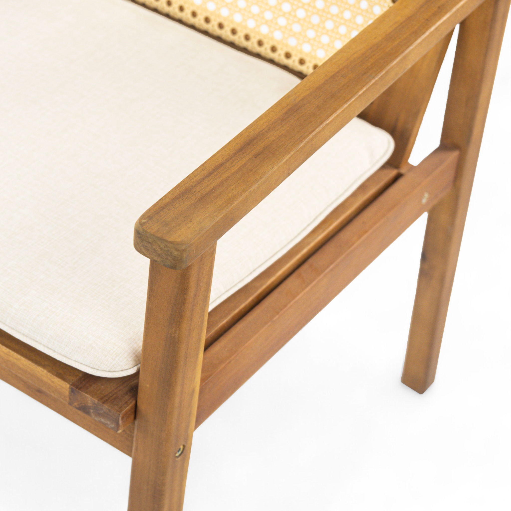 Preston - Outdoor Dining Chair With Cushion (Set of 2) - Teak / Beige