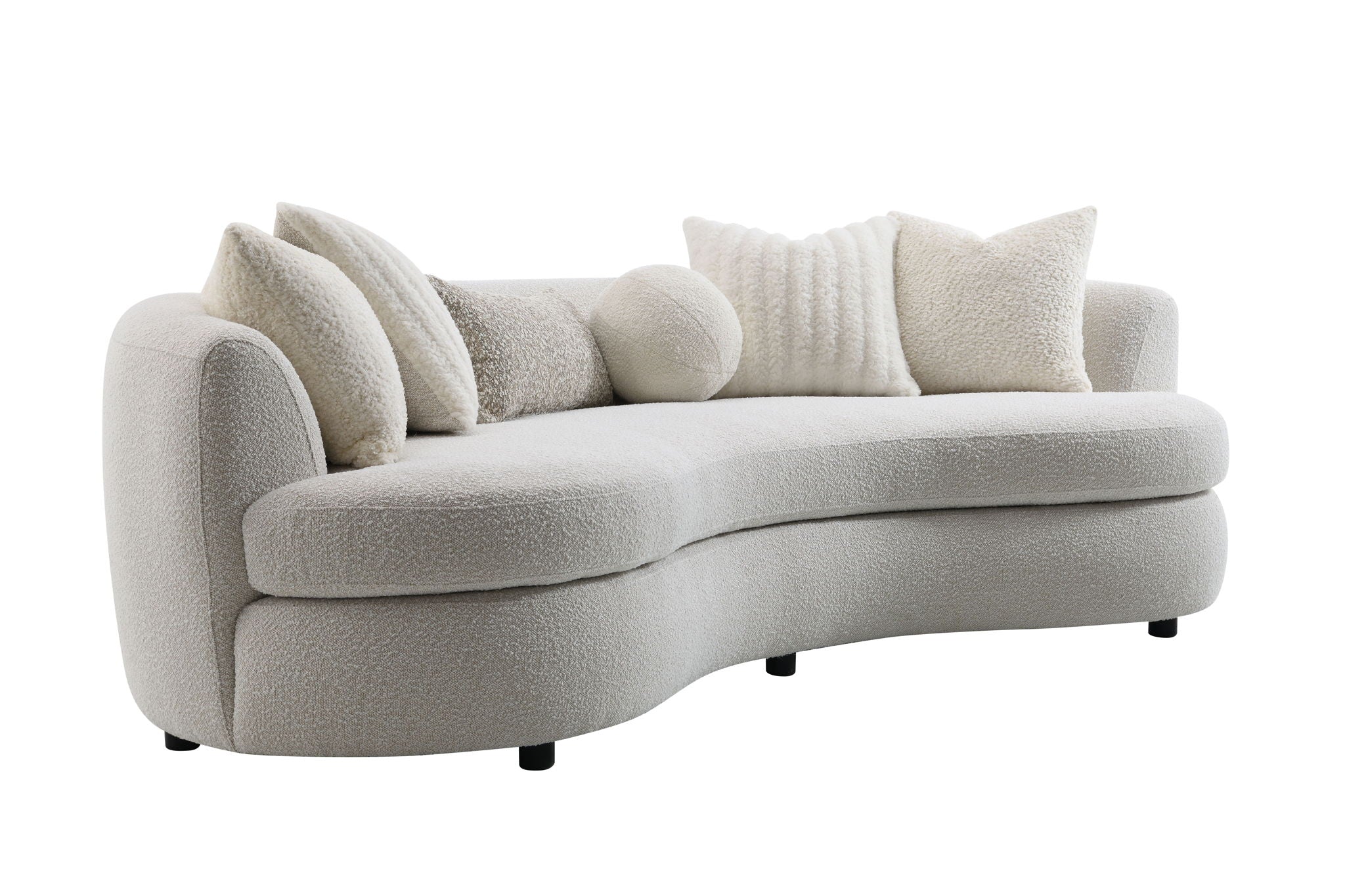 Iniko - Boucle Sofa With Toss Pillows - Beige - Best Buy Furniture