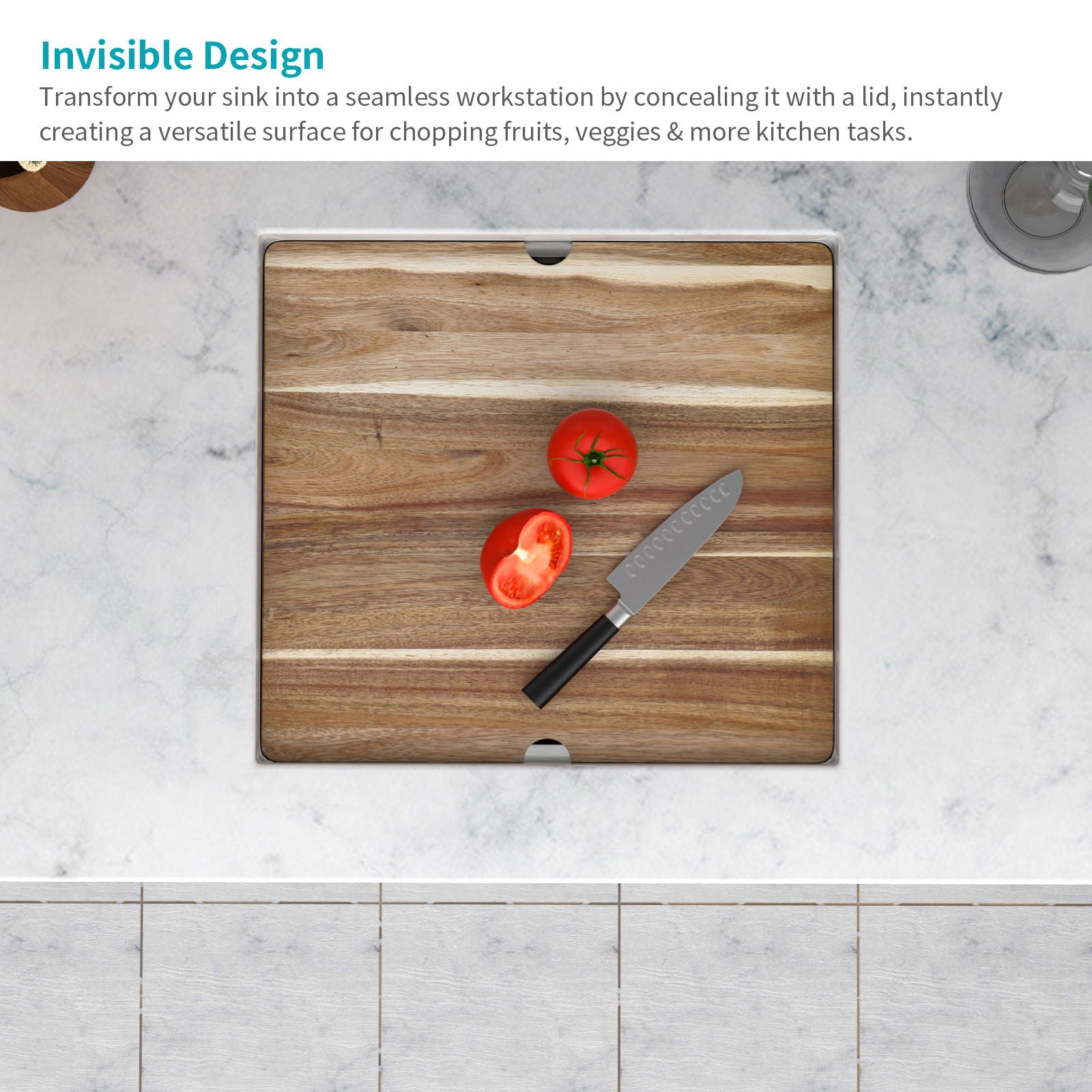 21" Undermount Kitchen Sink With Folding Faucet And Cutting Board Stainless Steel 16 Gauge Workstation - Brushed Nickel
