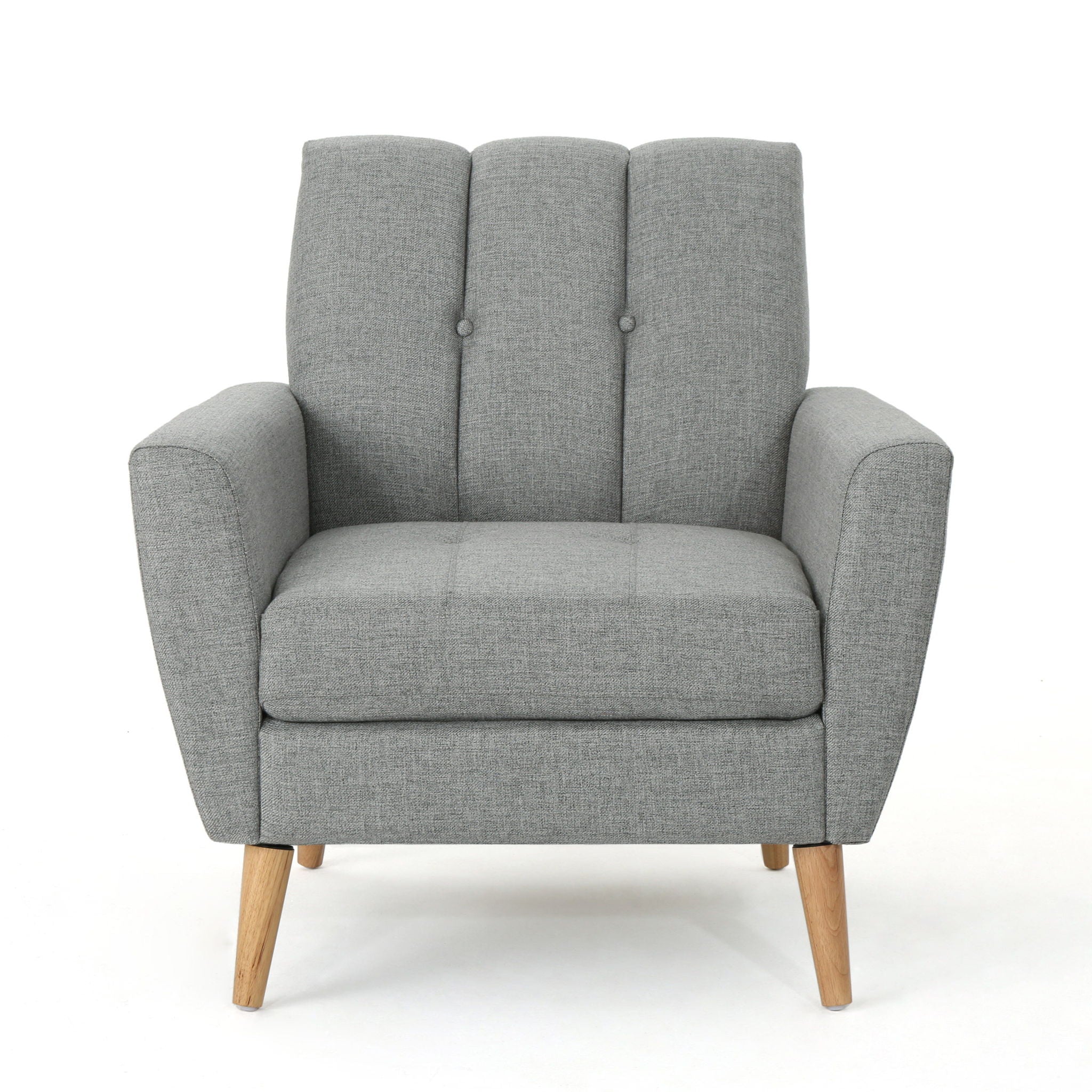 Fabric Channel Stitch Club Chair With Tufted Back - Gray