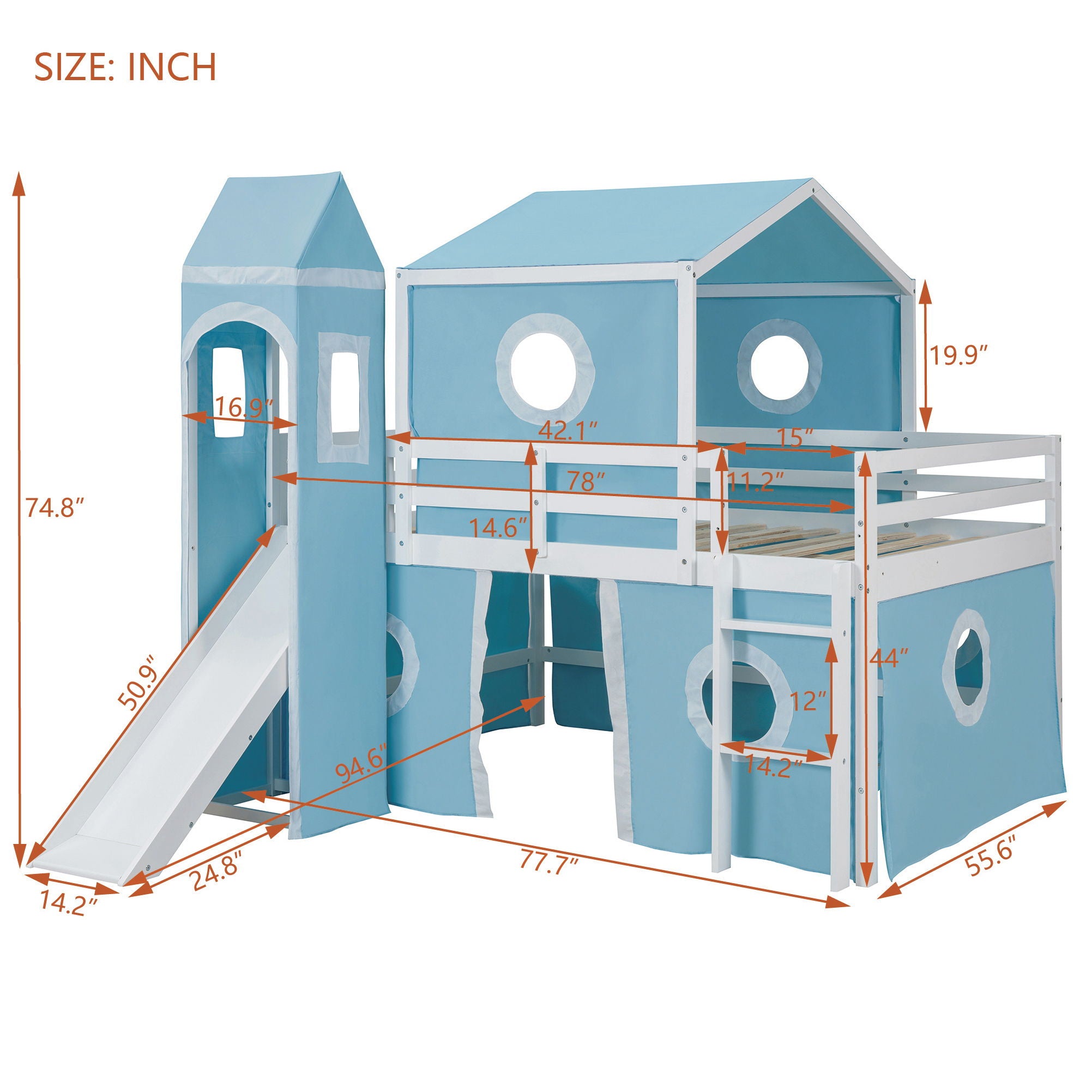 Loft Bed & Slide Tent And Tower
