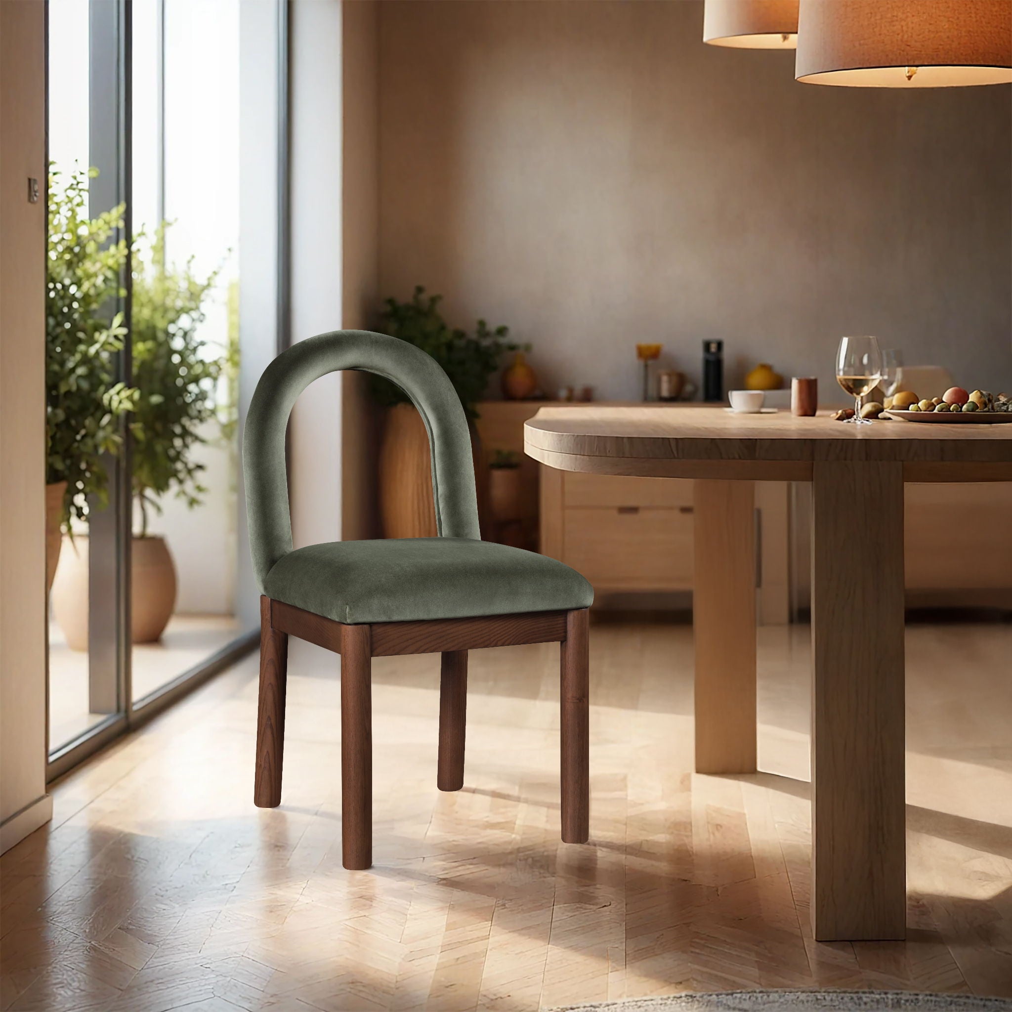 Conrad - Velvet Dining Chair With Brown Legs