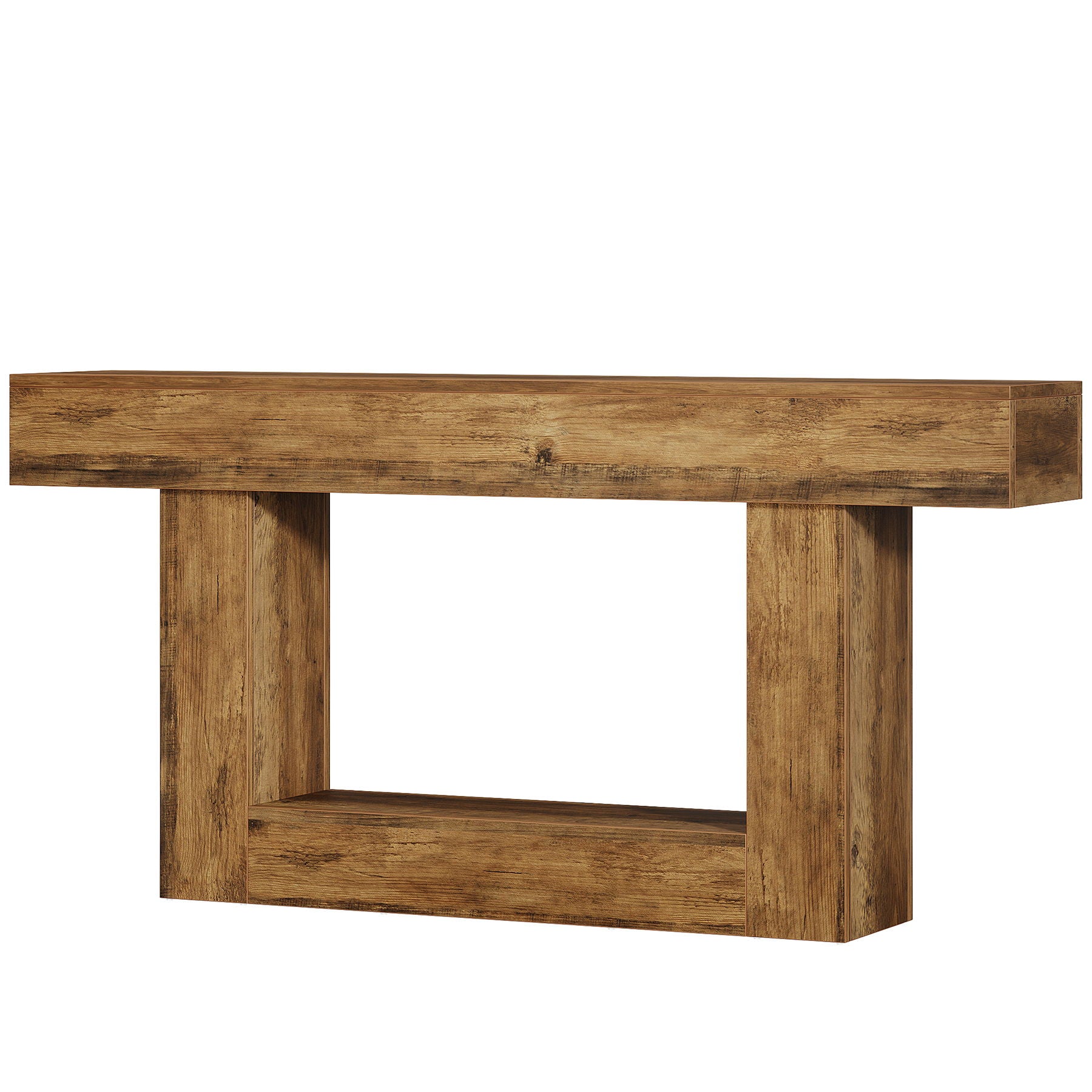 Console Table With 2 Tier Storage, U Shaped Base