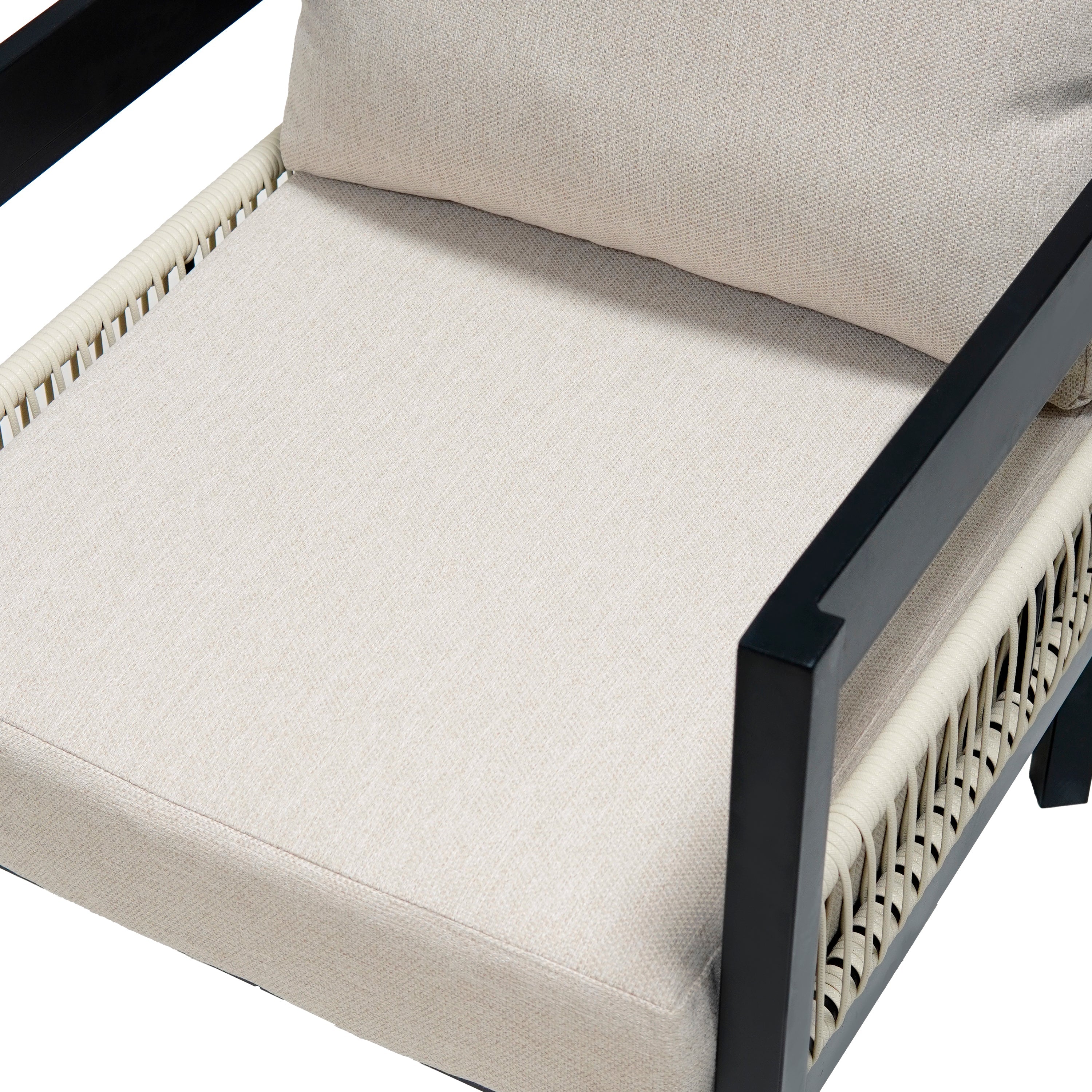 U_Style Multi-Person Outdoor Iron Sofa Set with Rattan Decoration