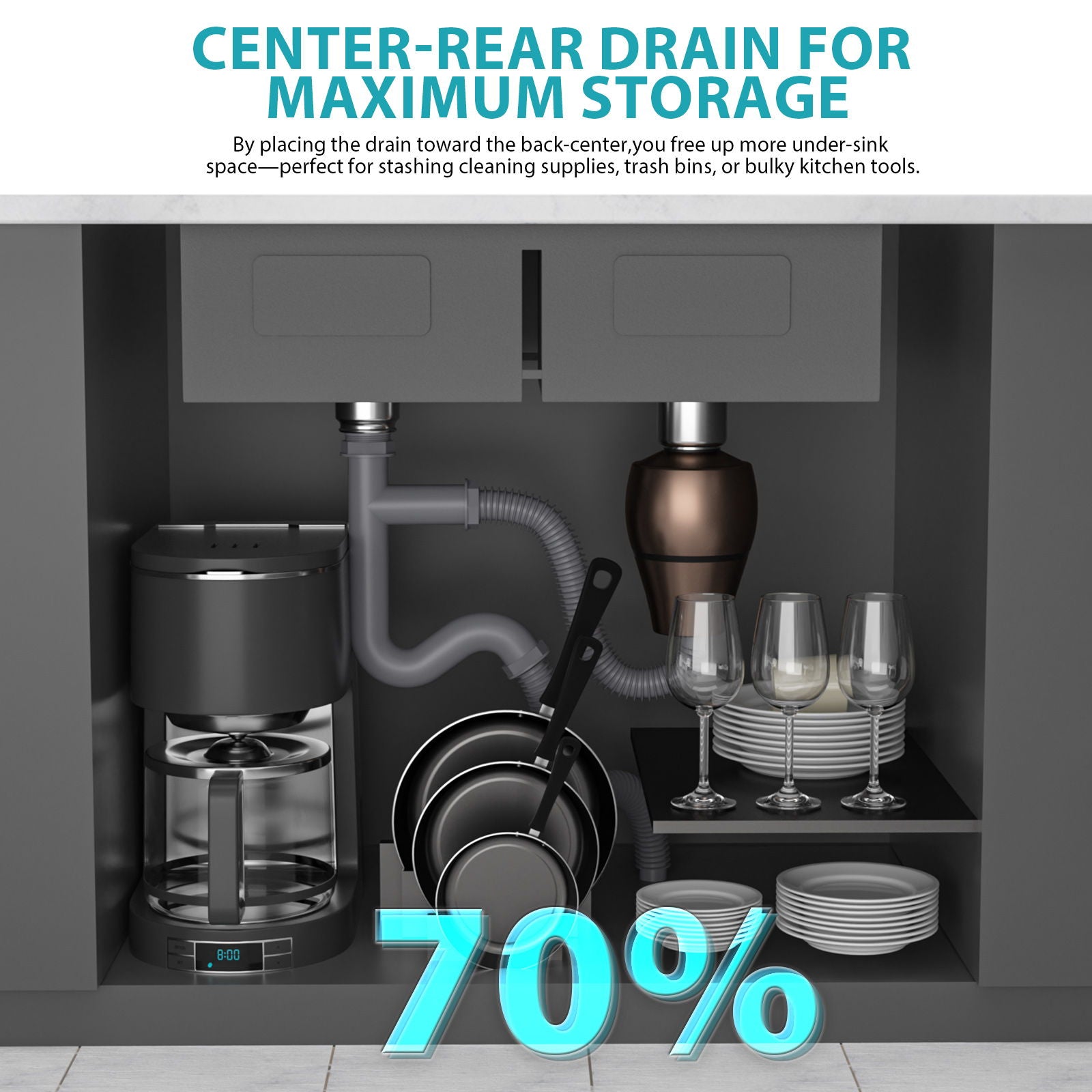 Double Bowl Drop In Sink, Stainless Steel With 50 / 50 Basins 18 Gauge - Brushed Nickel