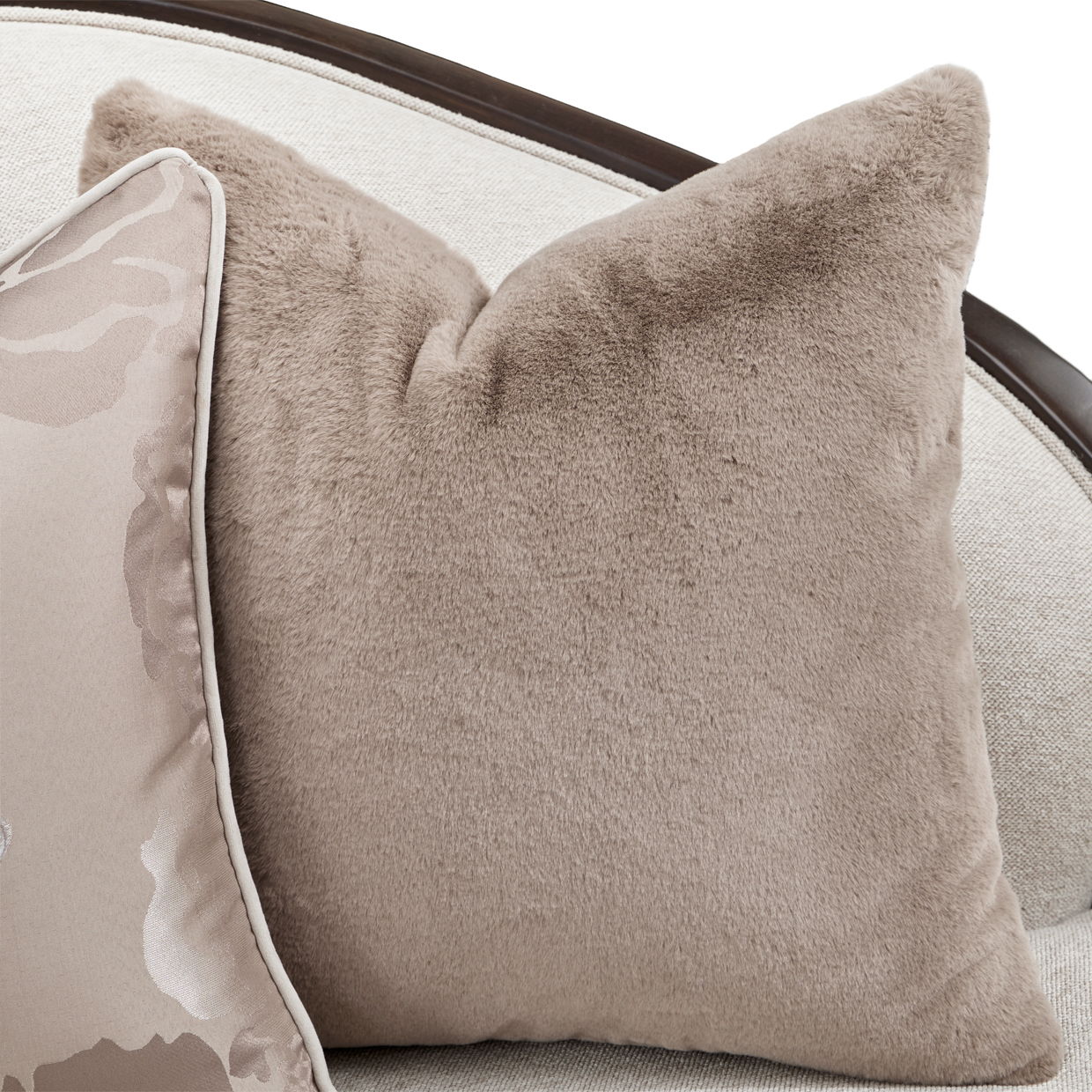 Camellia Field - Chenille Sofa - Beige / Dark Brown