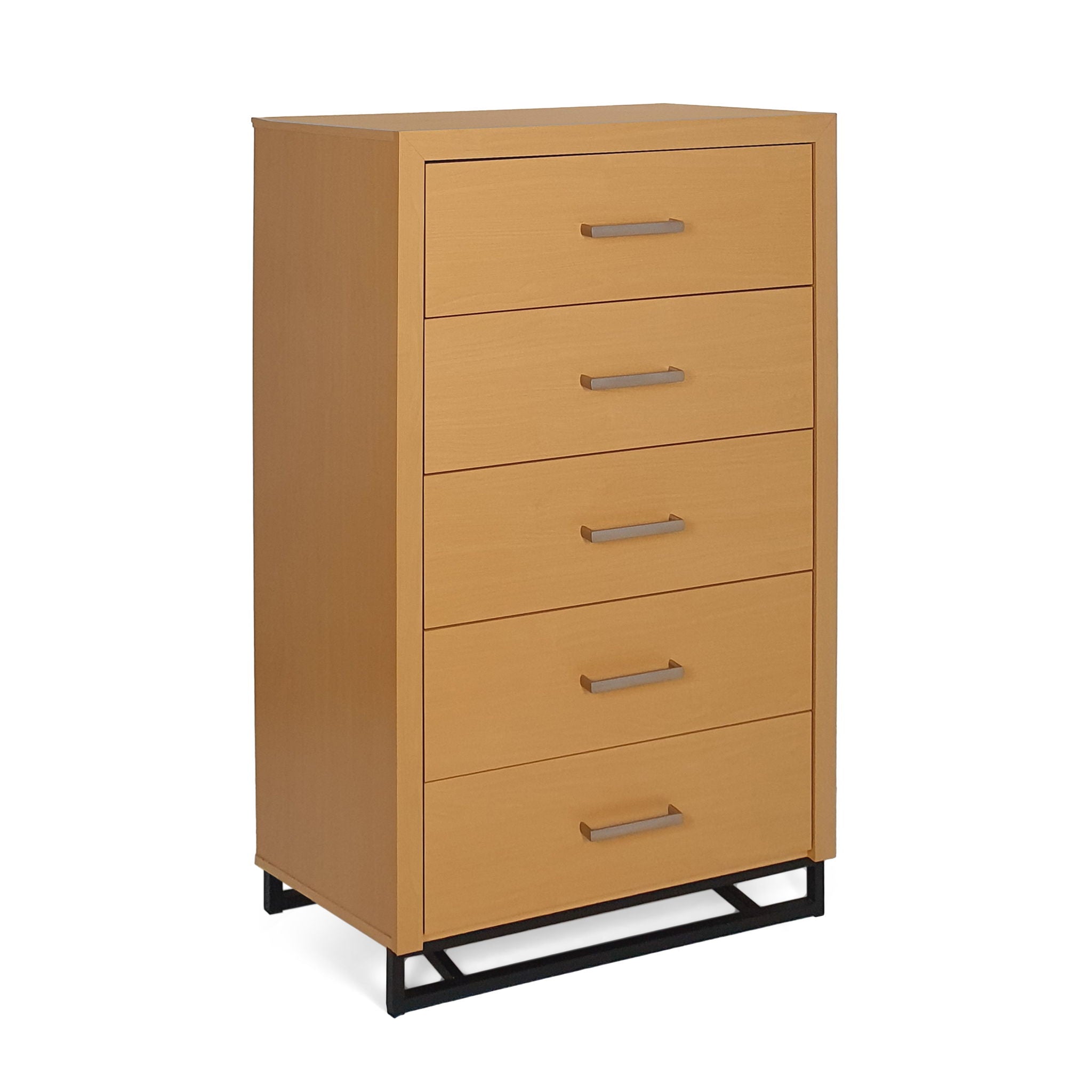 Glimmering Chest With 5 Drawers And Iron Base - Maple / Black
