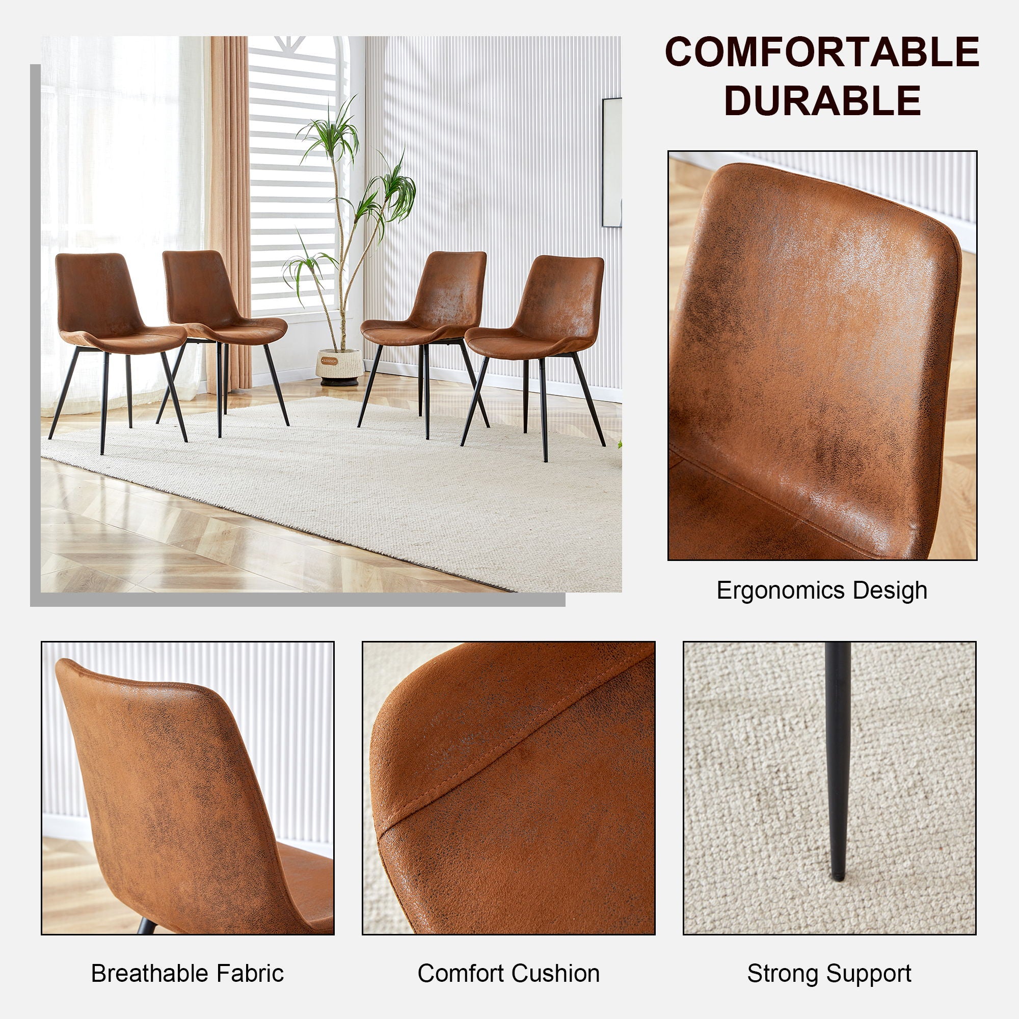 Modern Medieval Style Restaurant Cushioned Chairs With Suede Backrests