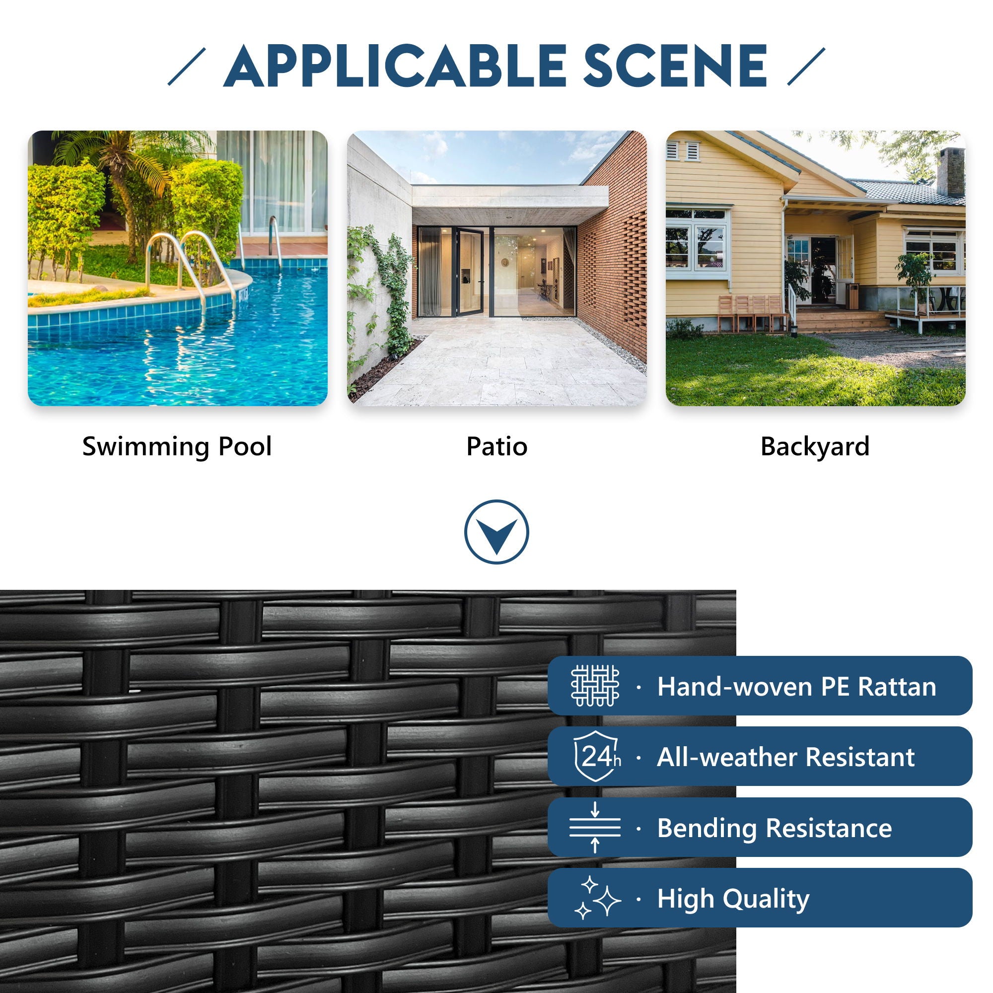 Outdoor Sunbed With Adjustable Canopy, Daybed With Pillows, Double Lounge, PE Rattan Daybed