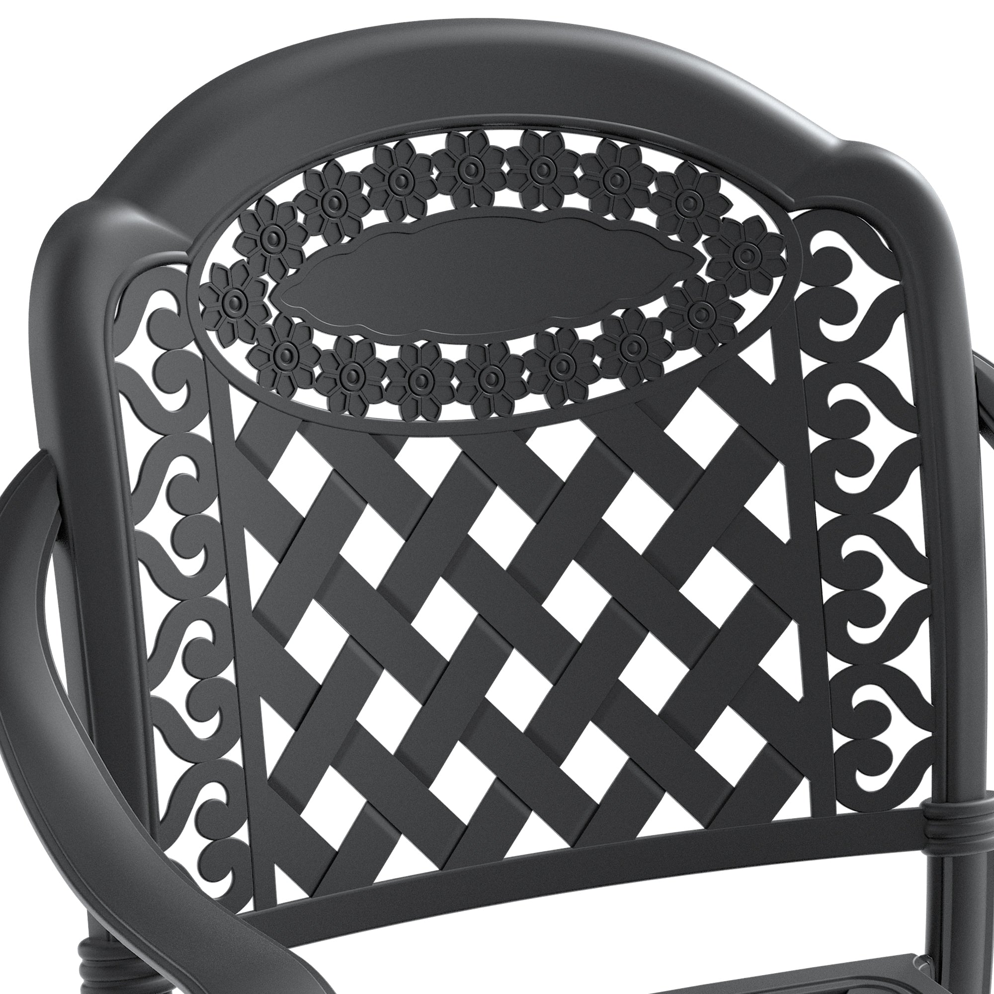 5-piece set of cast aluminum patio furniture with  cushions