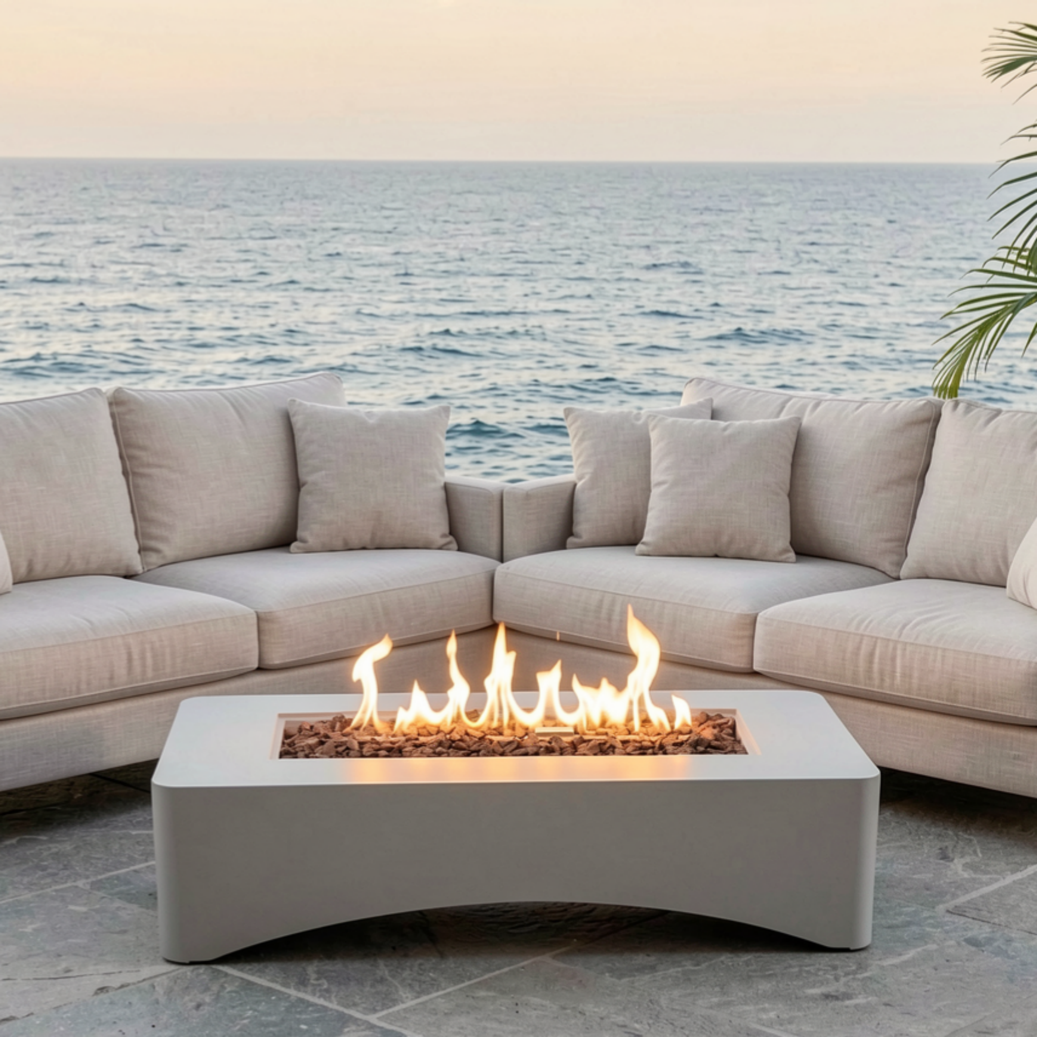 56' Propane Fire Pit Table - Rectangular Outdoor Gas Fire Pit