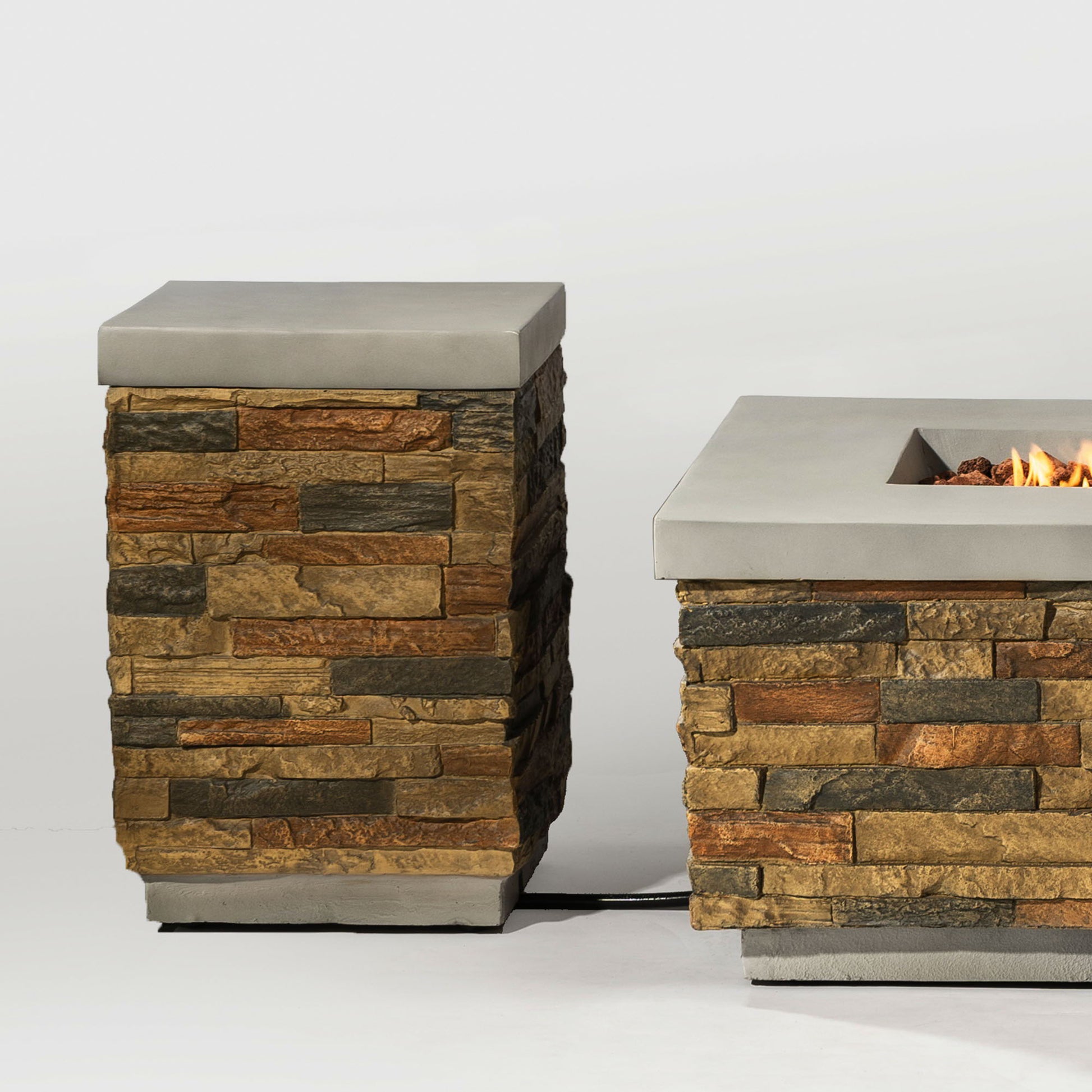 Outdoor Propane Tank Holder Fire Pit Cover Side Table Lightweight Concrete - Sandstone - Best Buy Furniture