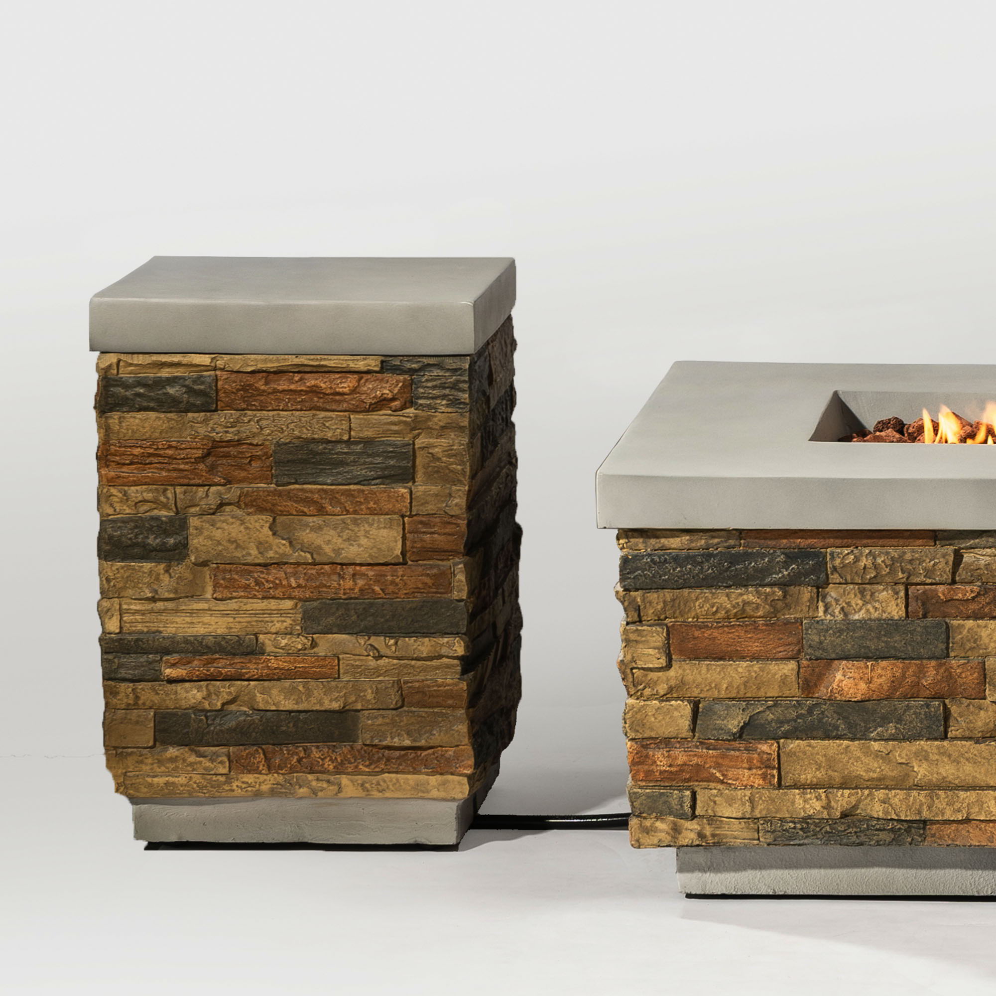 Outdoor Propane Tank Holder Fire Pit Cover Side Table Lightweight Concrete - Sandstone - Best Buy Furniture