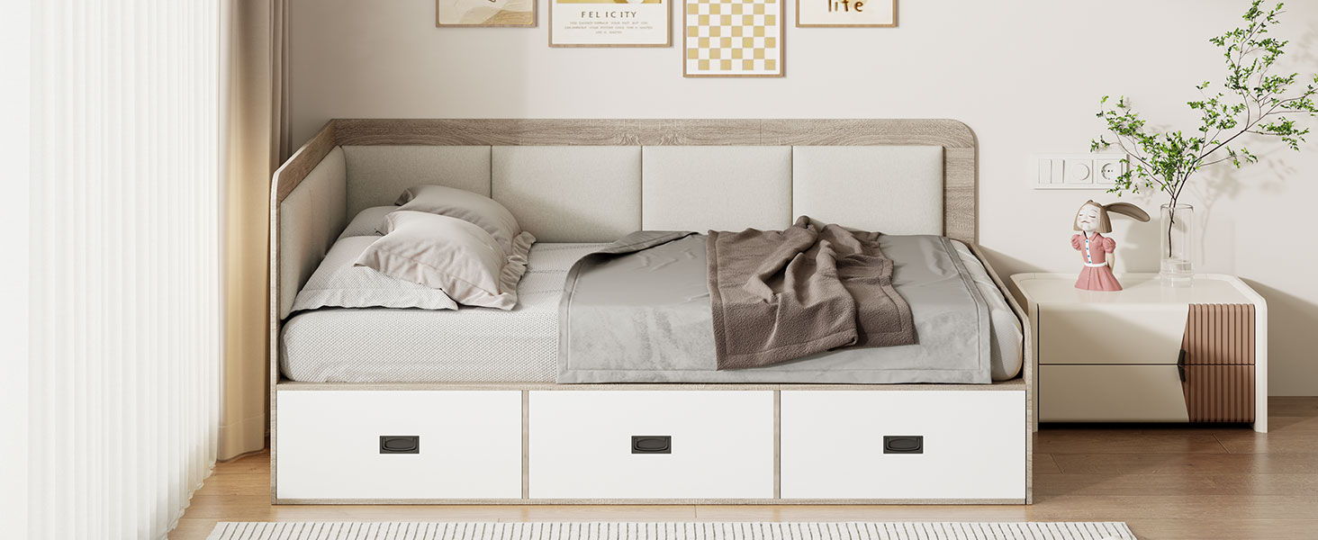 Daybed With 3 Drawers And 3 Storage Compartments
