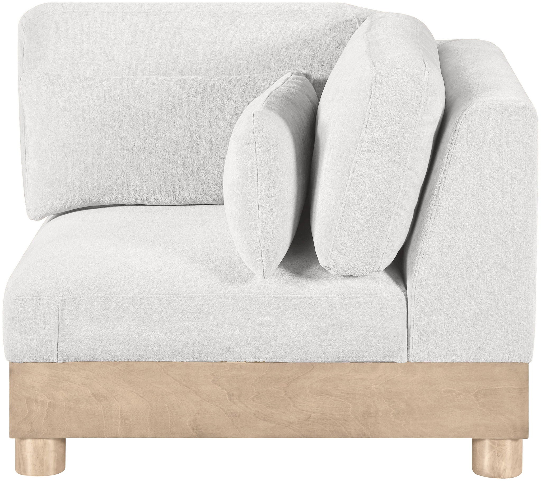 Turin - Chenille Fabric Upholstered Modular Corner Chair - Natural Base