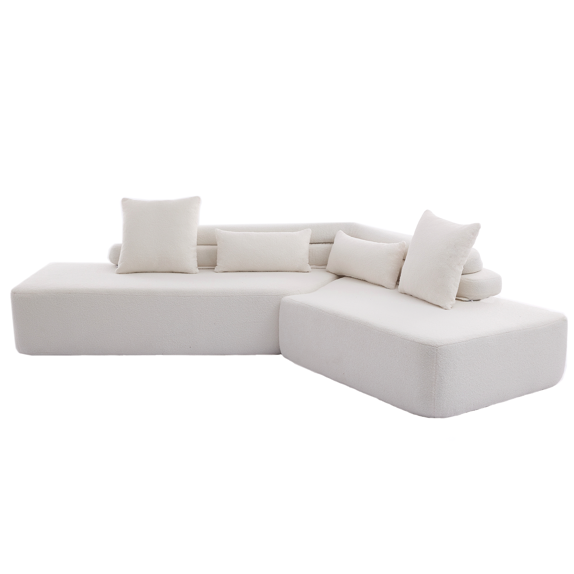 128' Minimalist Cloud Sectional Couch in Beige