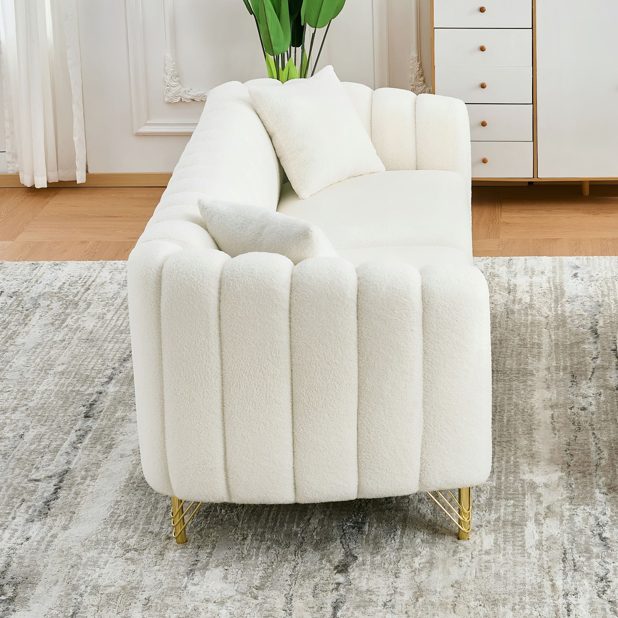 Tufted Oversized Sofa For Living Spaces - Beige