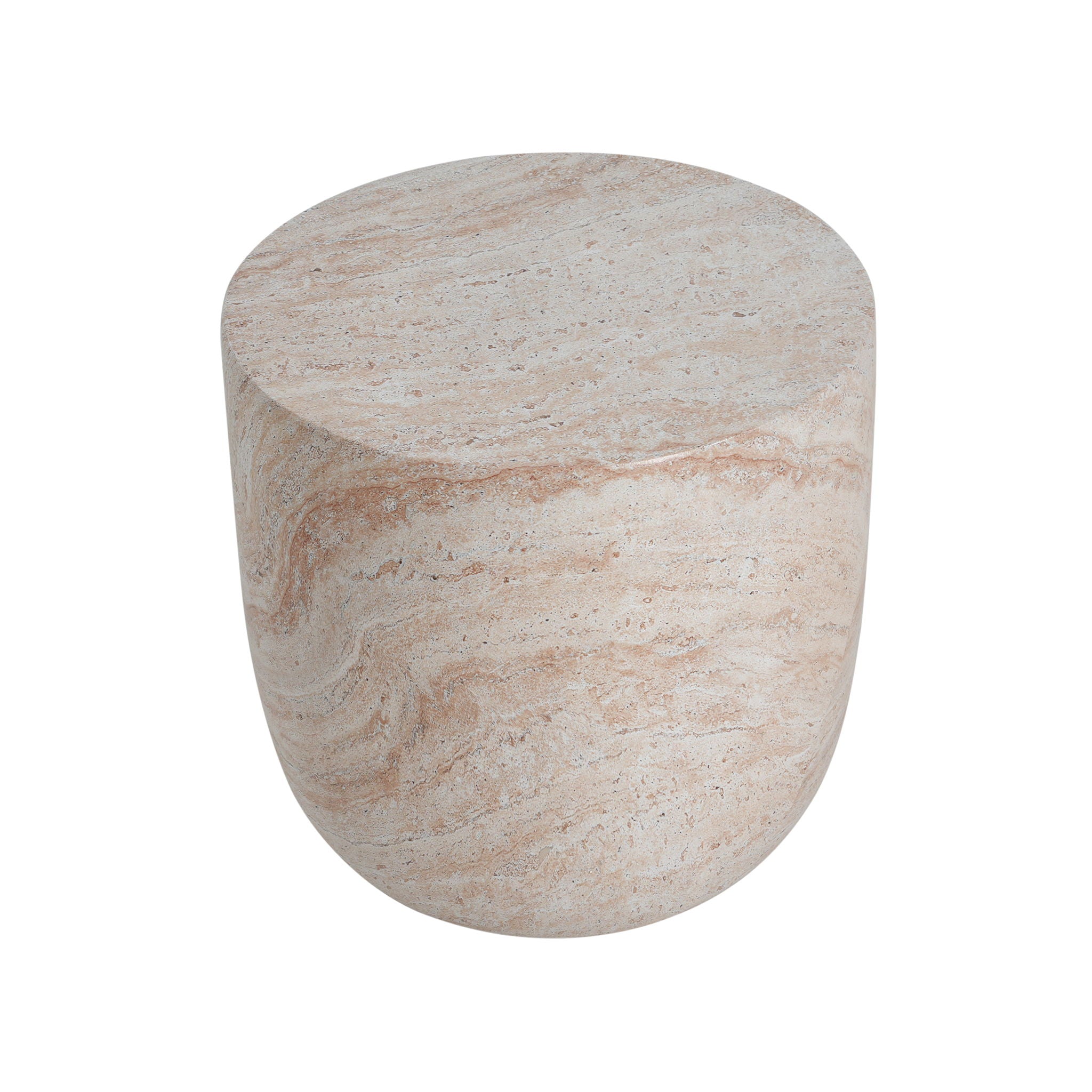 Outdoor / Indoor, Lightweight Concrete Side Table With Travertine - Beige - Best Buy Furniture