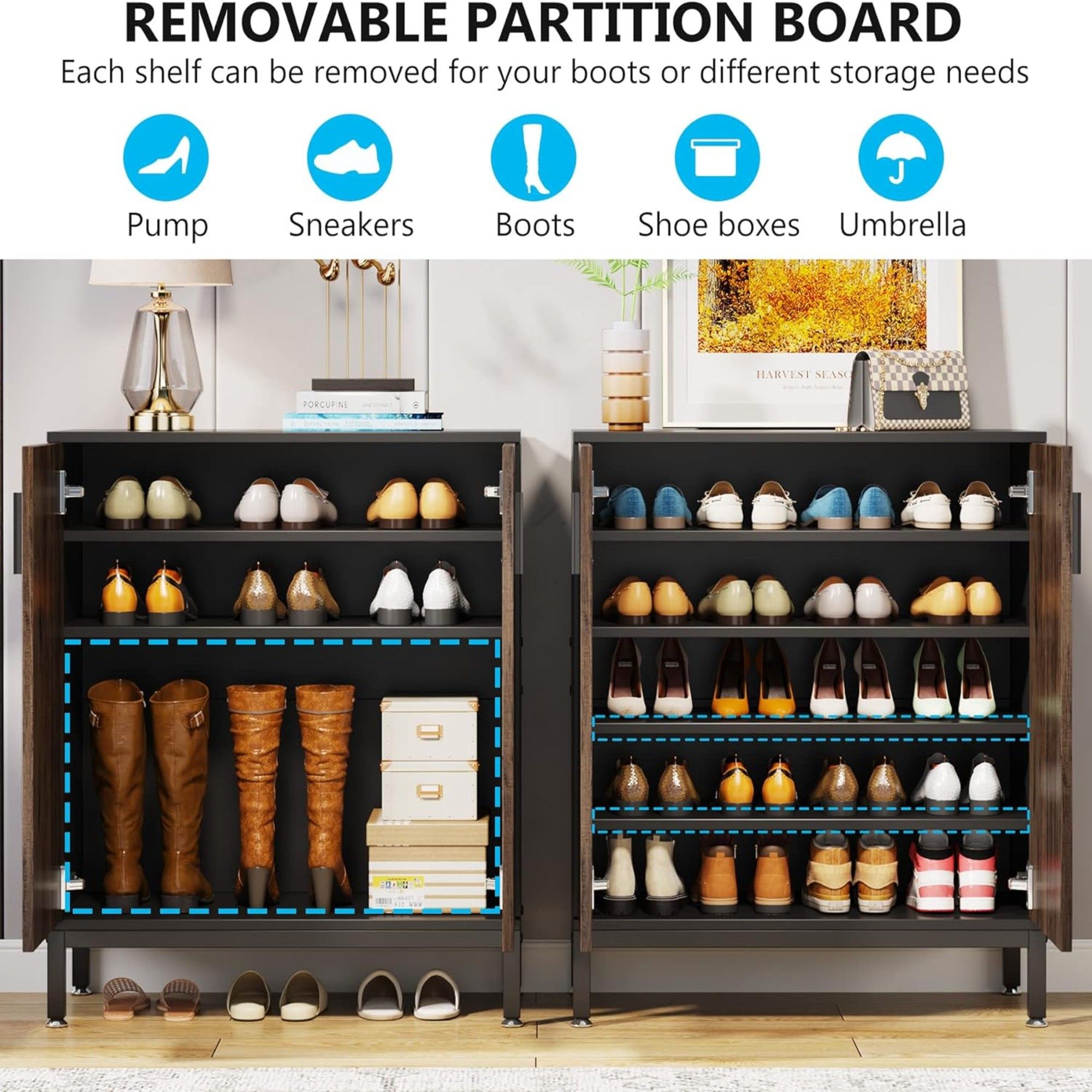 Shoe Cabinet With Doors, 5 Tiers Shoe Storage Organizer