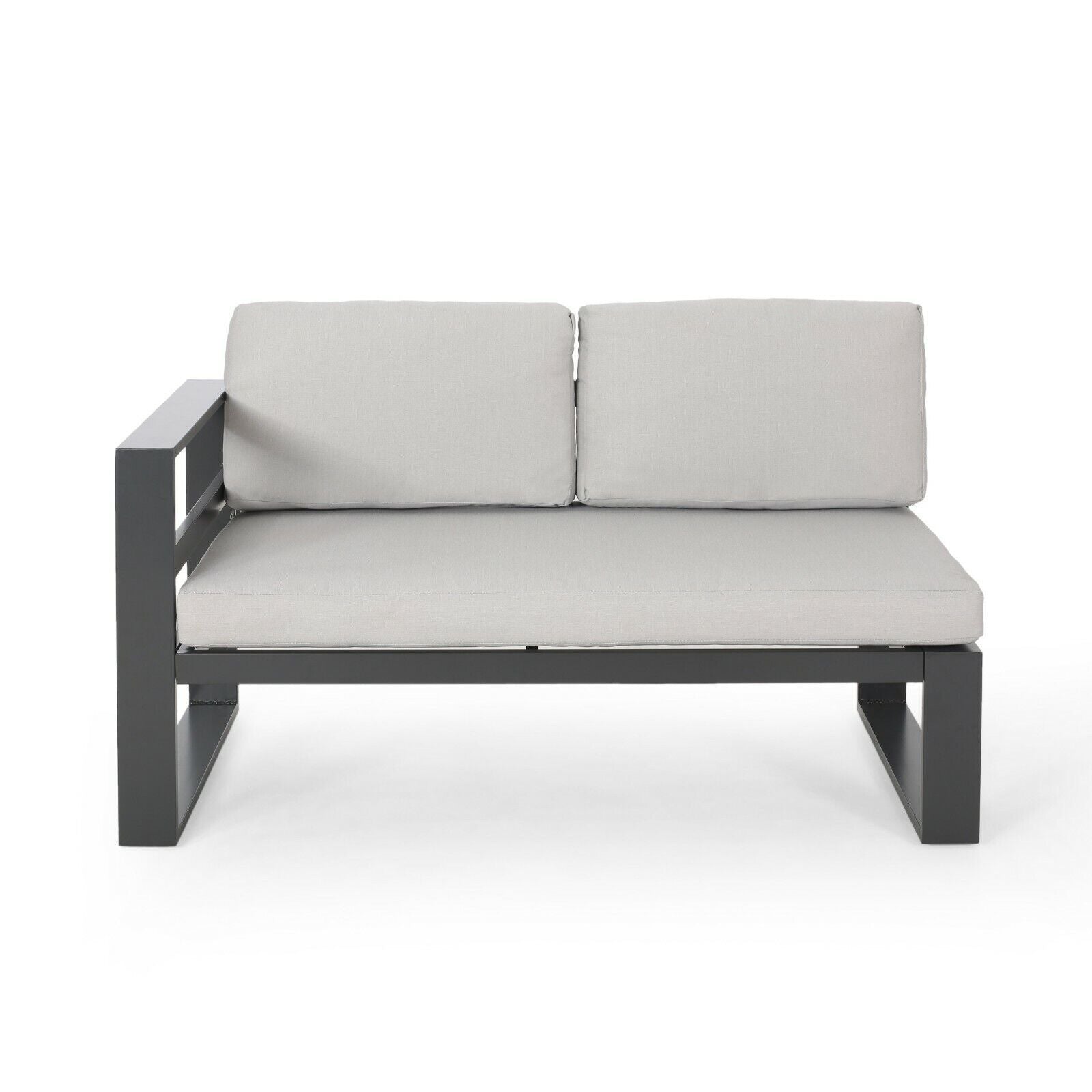 Dursley - Outdoor Aluminum V Shape Sofa Sectional - Beige / Gray