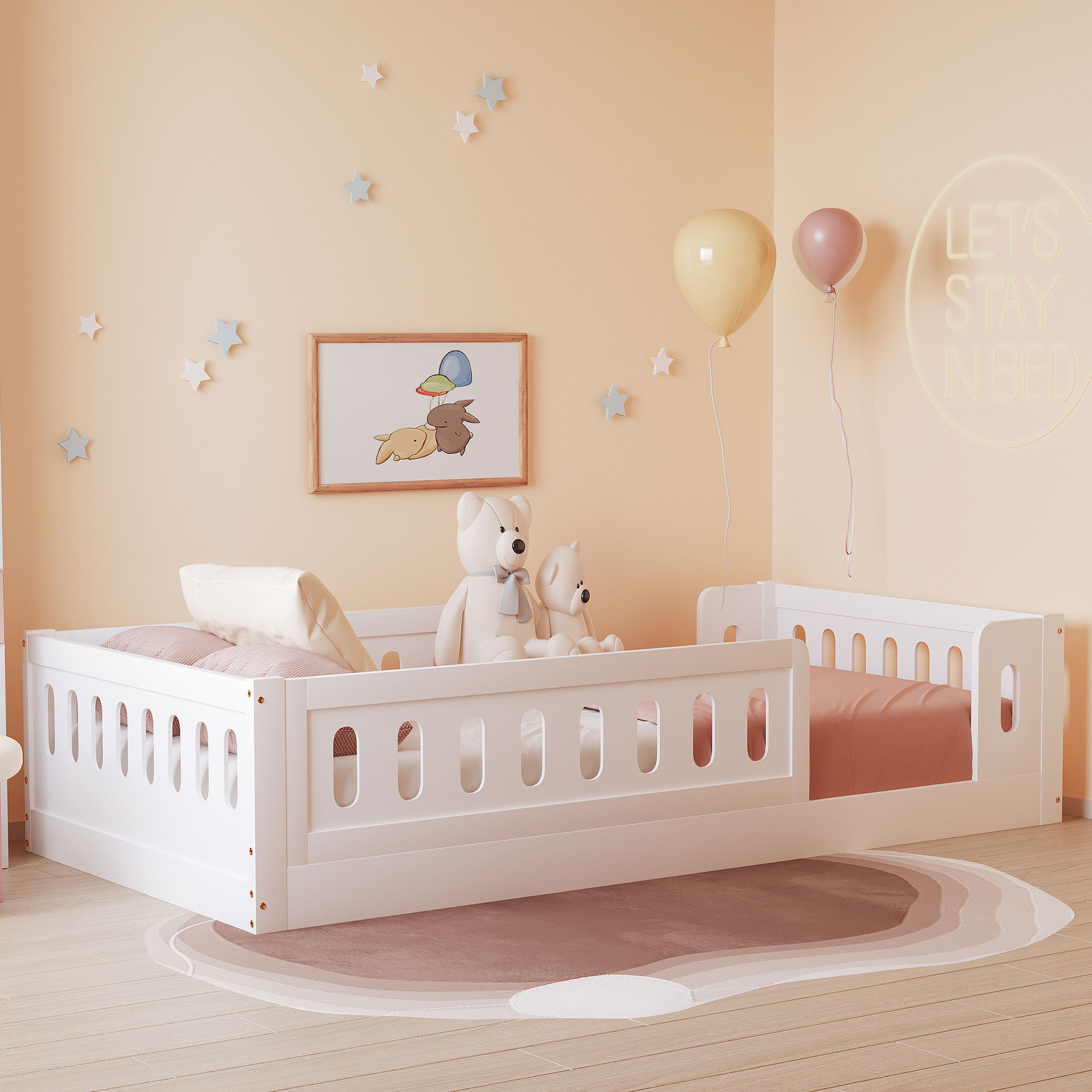 Platform Bed With Guardrail