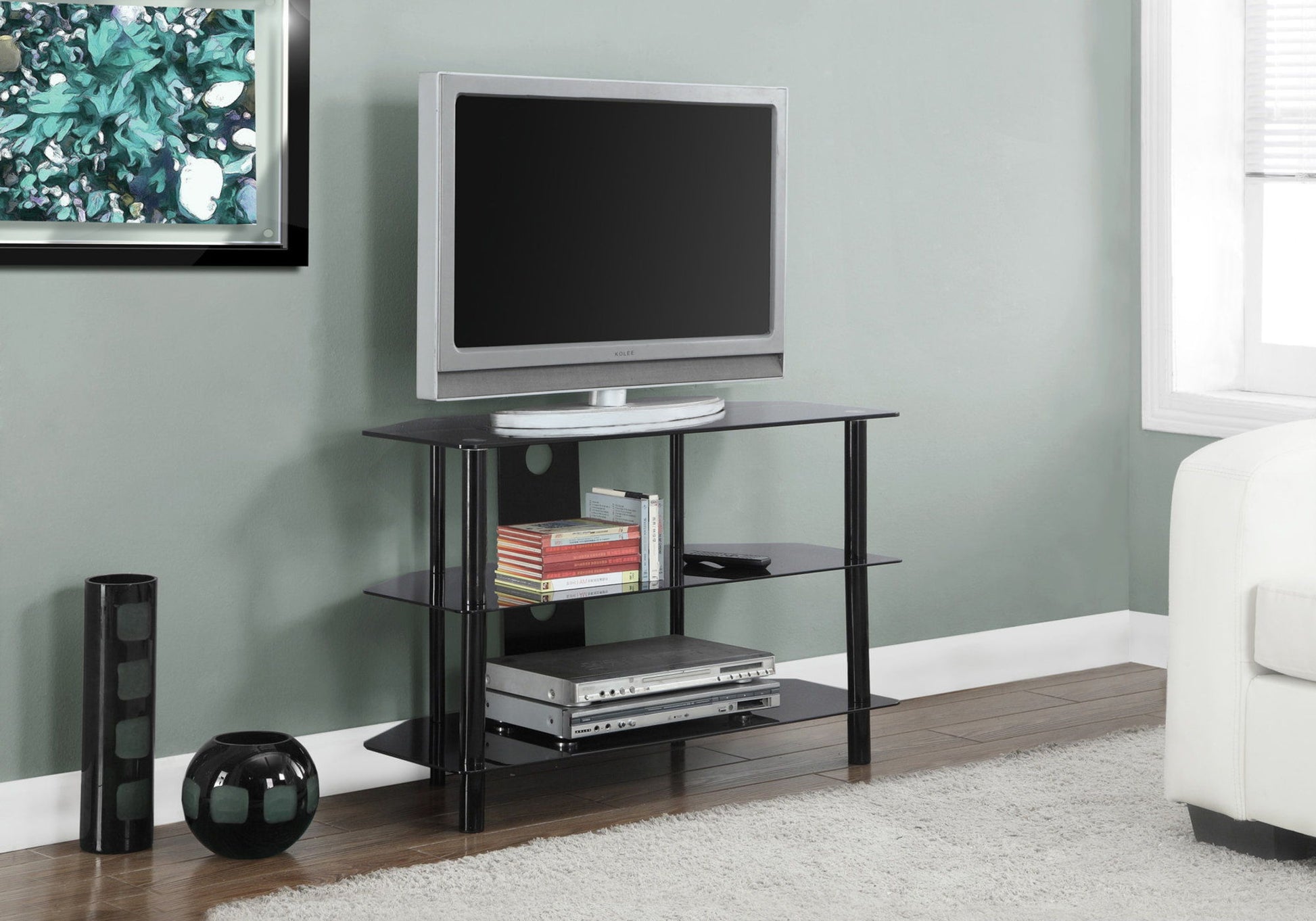 TV Stand, 36 Inch, Console, Media Entertainment Center, Storage Shelves, Contemporary & Modern - Black - Best Buy Furniture