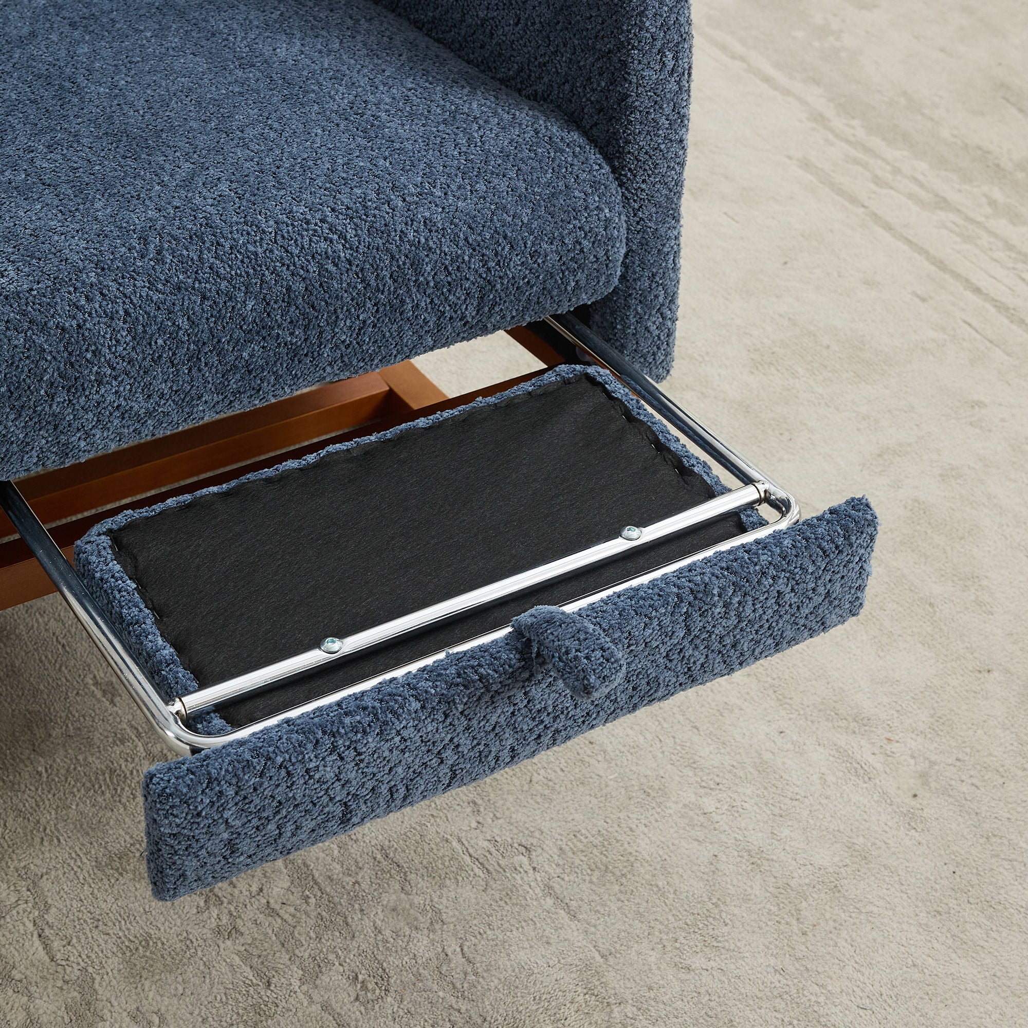 Rocking High Back Glider Chair With Retractable Footrest, Side Pocket