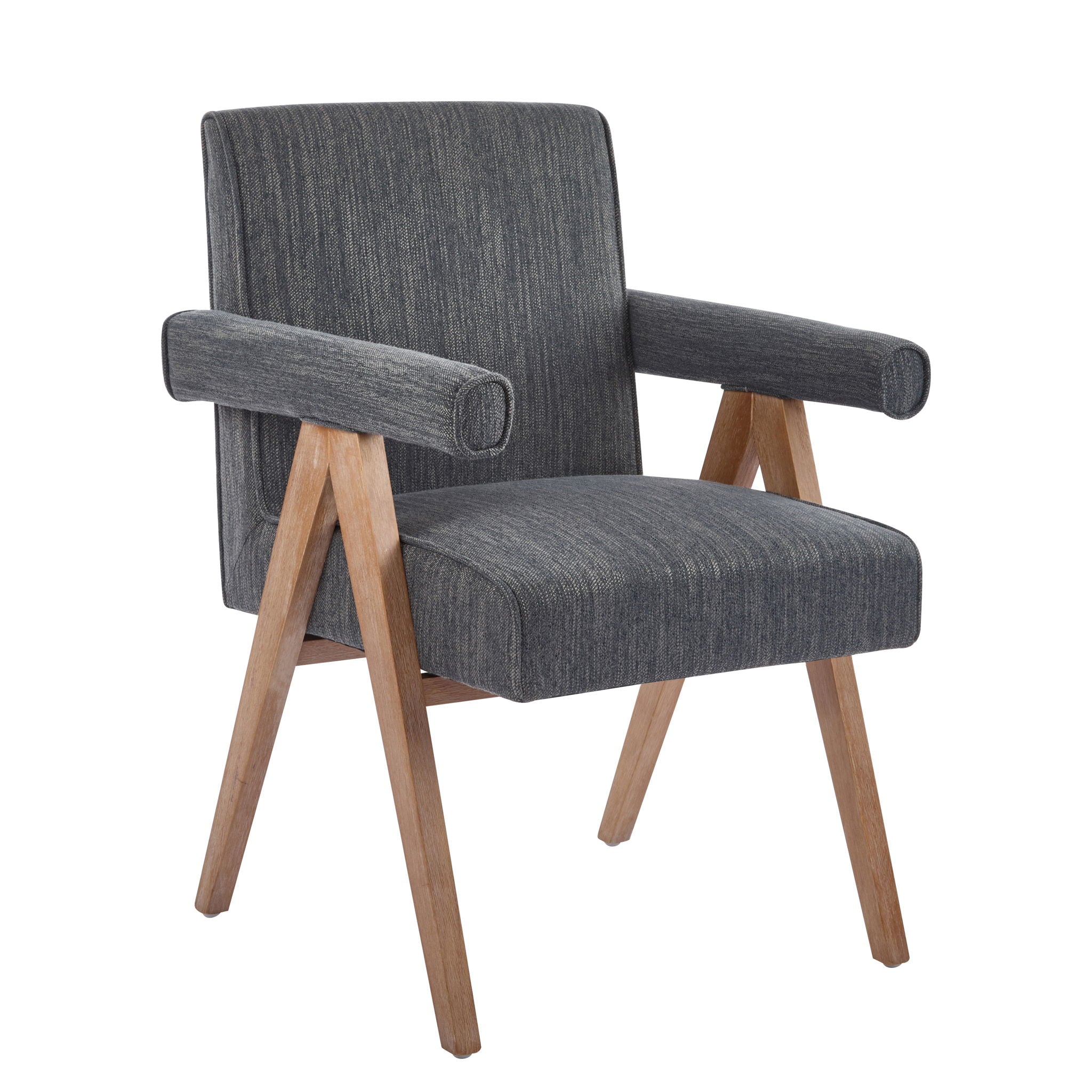 Contemporary Poppy Fabric Dining Armchair With Rubberwood Legs