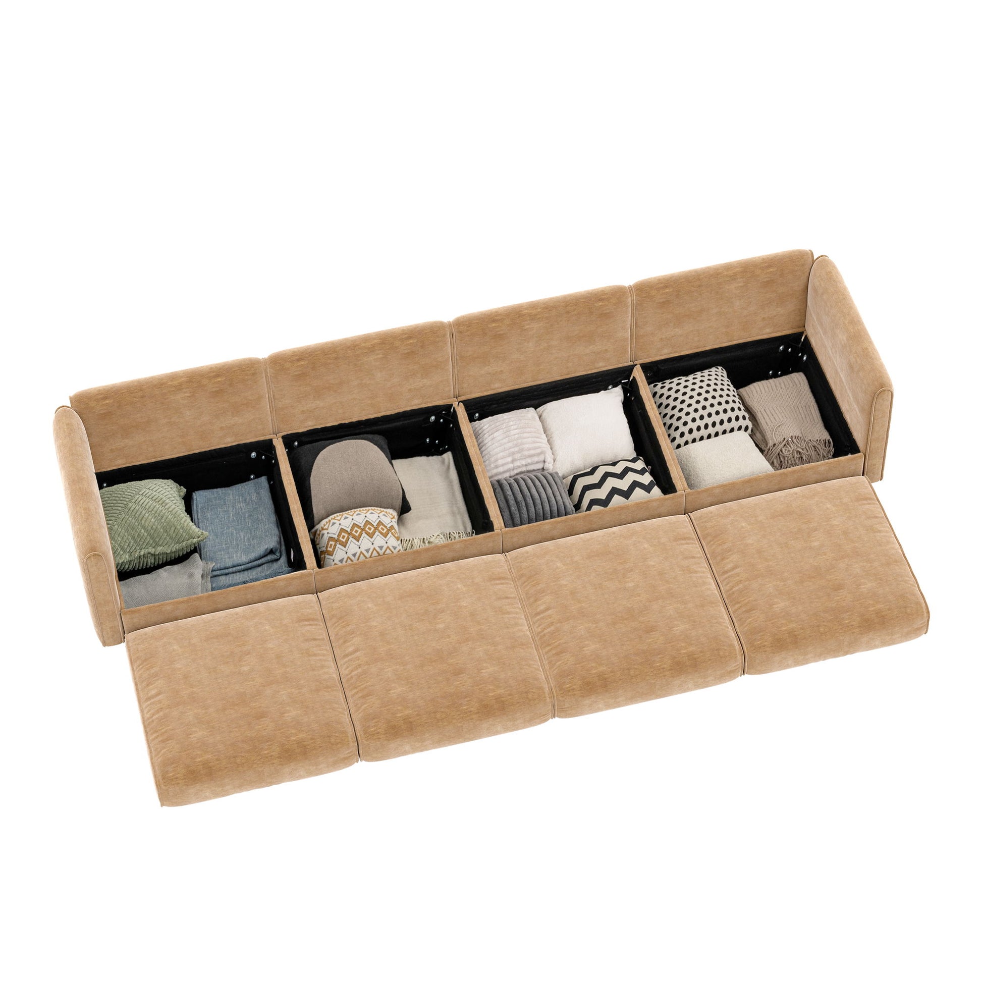 Stylish Chenille Sofa With Storage Seat And Cylindrical Backrest - Best Buy Furniture