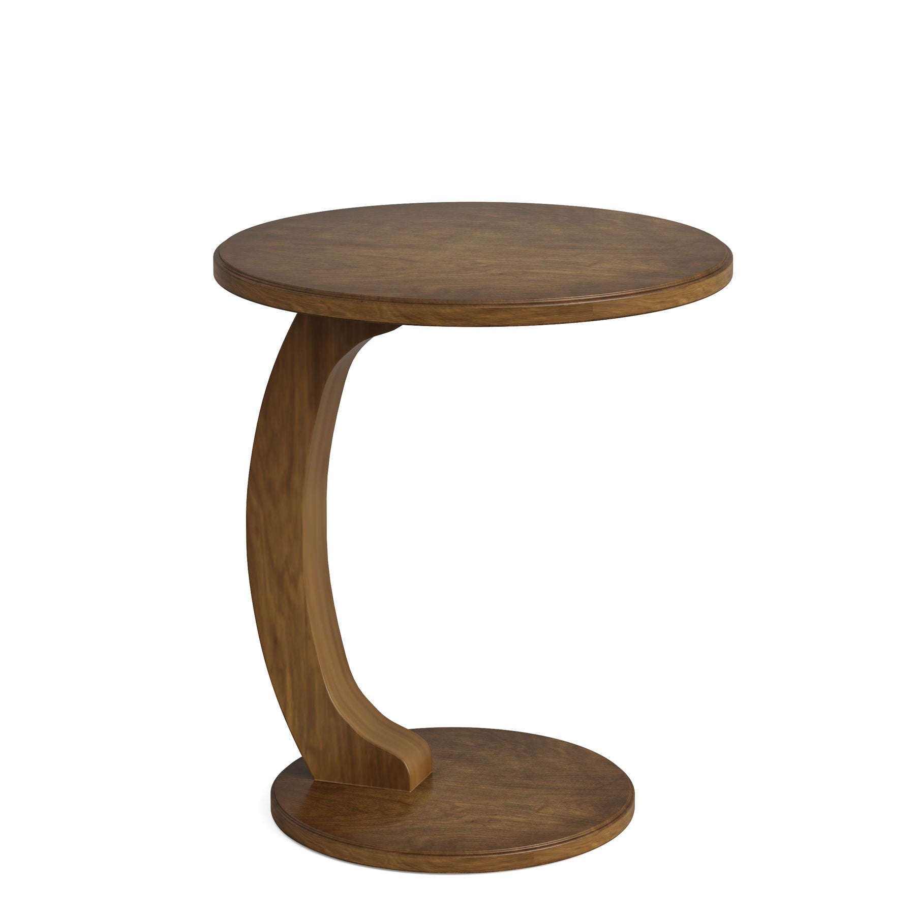 C-Shaped Round End Table - Brown