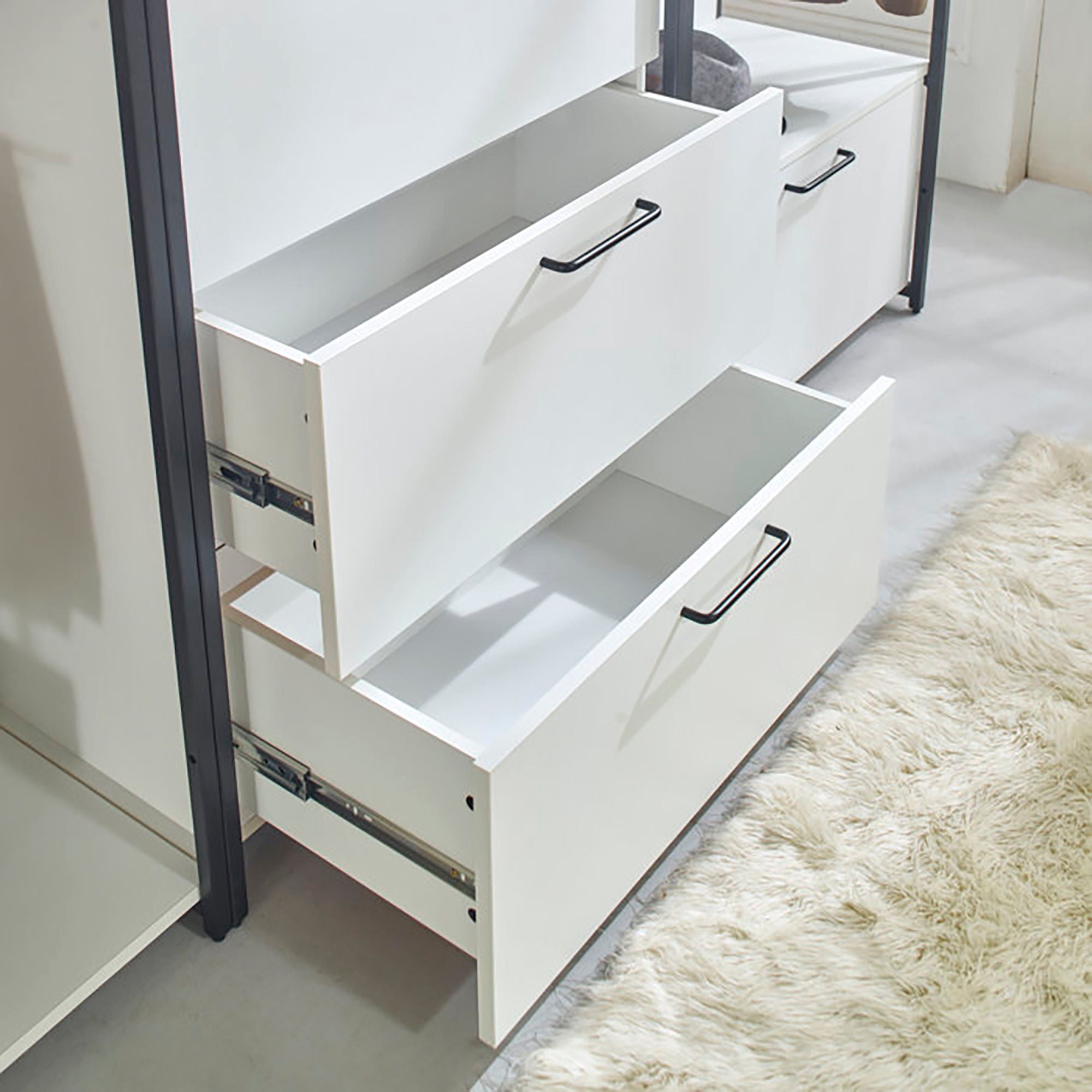 Fiona - Freestanding 4 Tower Walk In Closet System Wood Metal - White