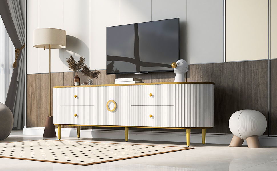 Modern TV Stand With 4 Drawers And 1 Cabinet