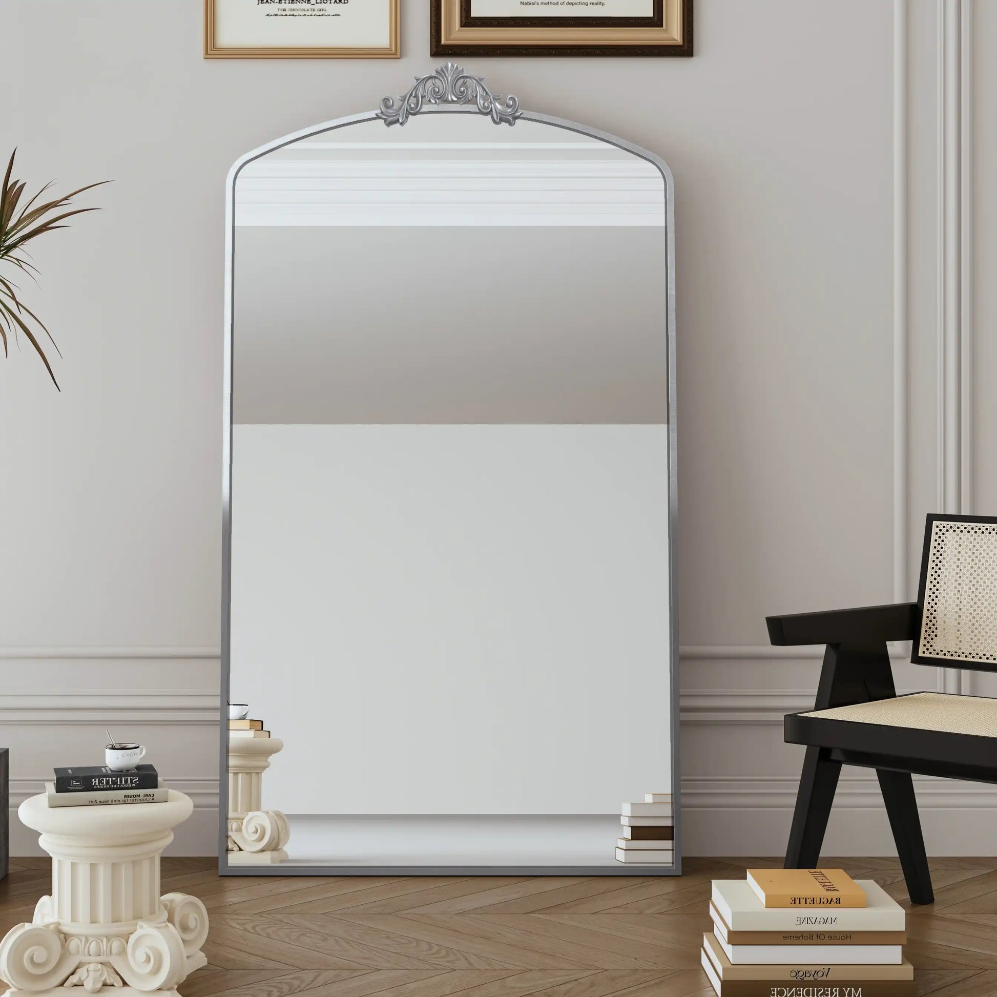 36x66 Vintage Arched Floor Mirror, Metal Frame, Antique Silver - Best Buy Furniture