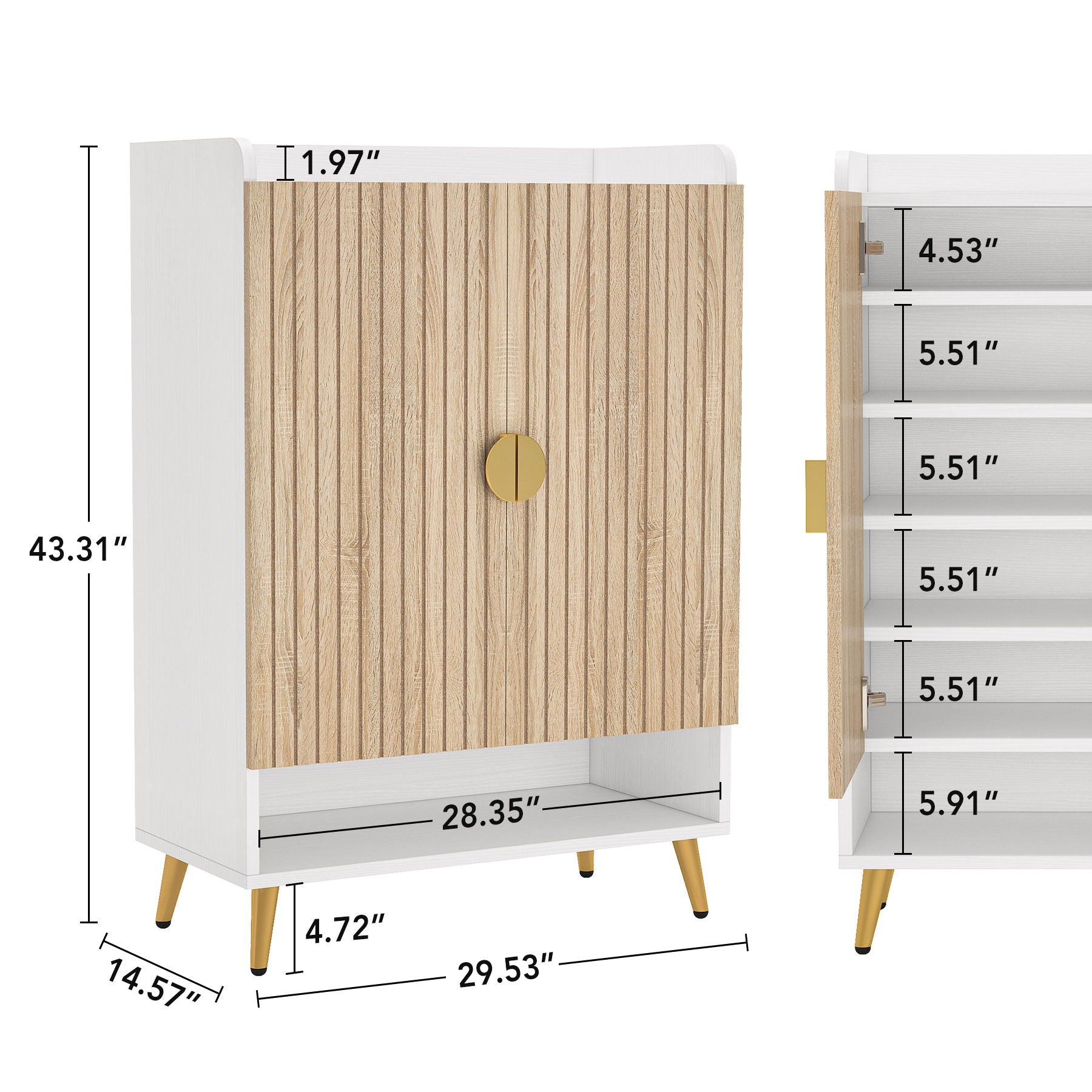Shoe Cabinet With Doors, 7 Tier Storage Organizer