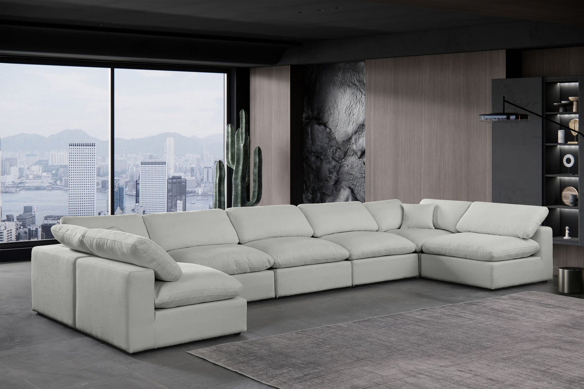 Comfy - 7 Piece Linen Modular Armless Sectional - Best Buy Furniture