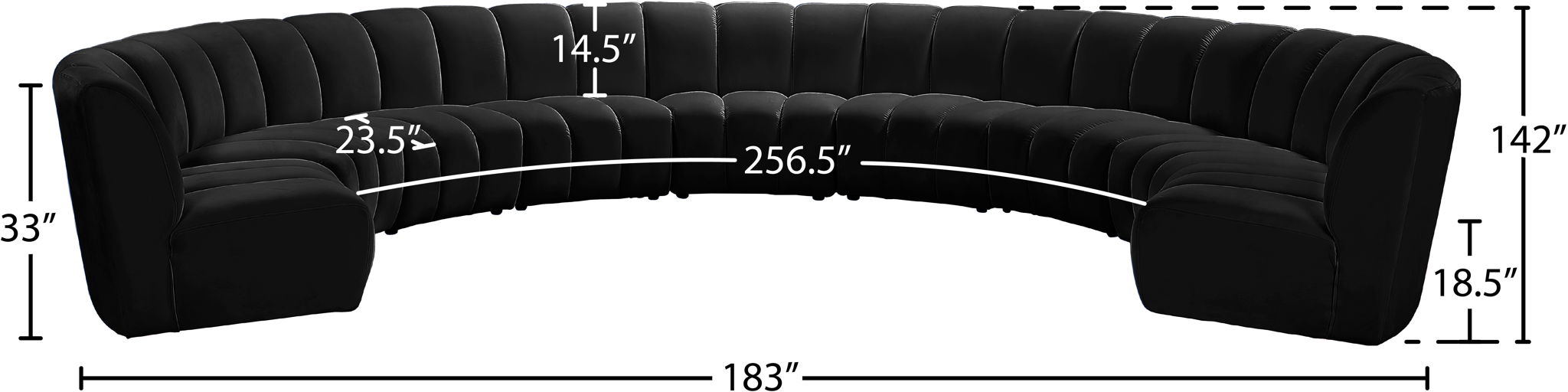 Infinity - 9 Piece Velvet Modular Sectional