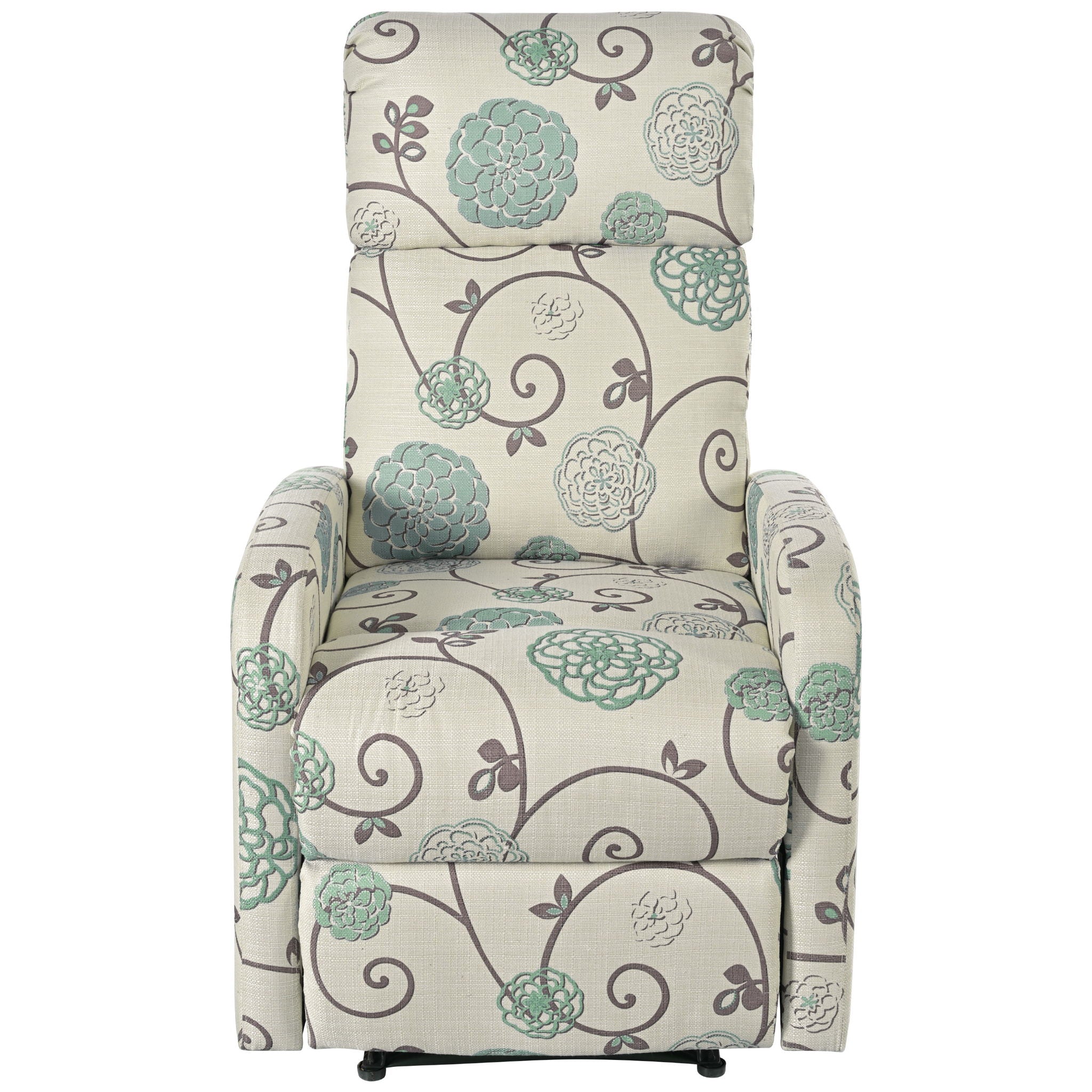 Modern Manual Recliner, Home Theater Chair With Adjustable Backrest For Living Room - Beige / Blue