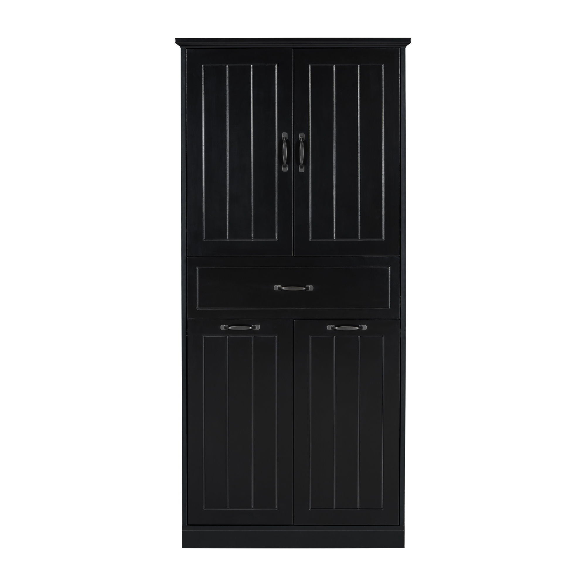 Modern Bathroom Storage Cabinet With Two Laundry Baskets, One Drawer, Adjustable Shelf
