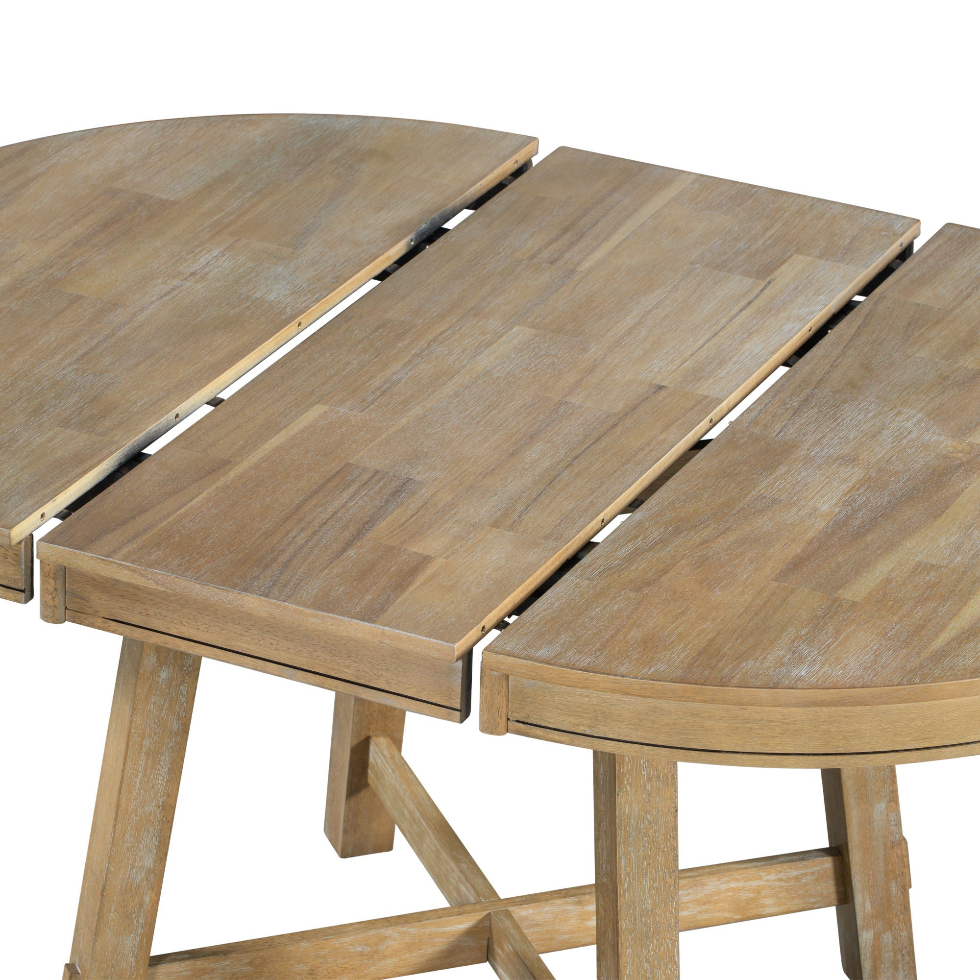 Gia - Round Extendable Dining Table With 16" Leaf Wood