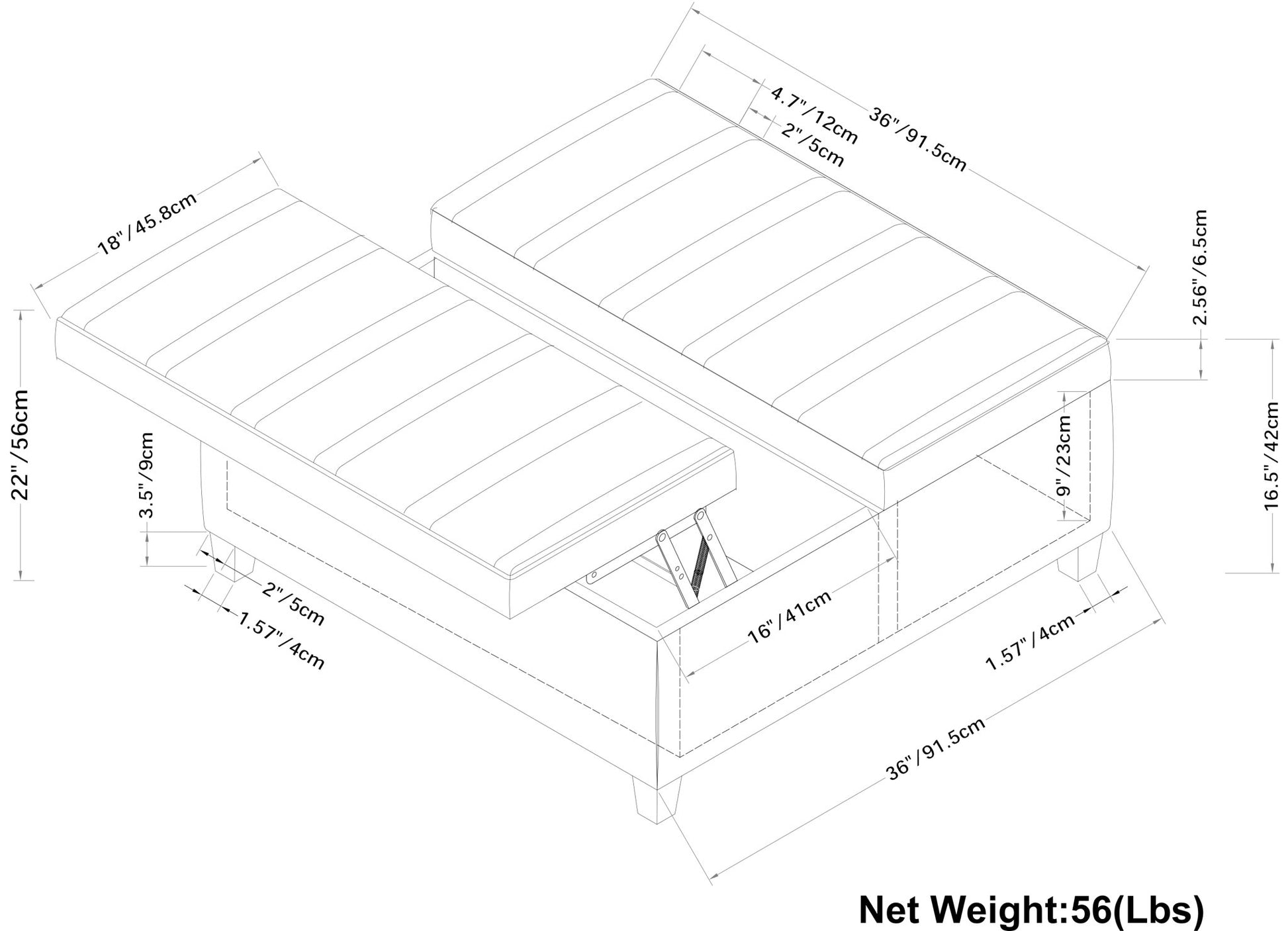 Ellis - Coffee Table Storage Ottoman Contemporary Design - Best Buy Furniture