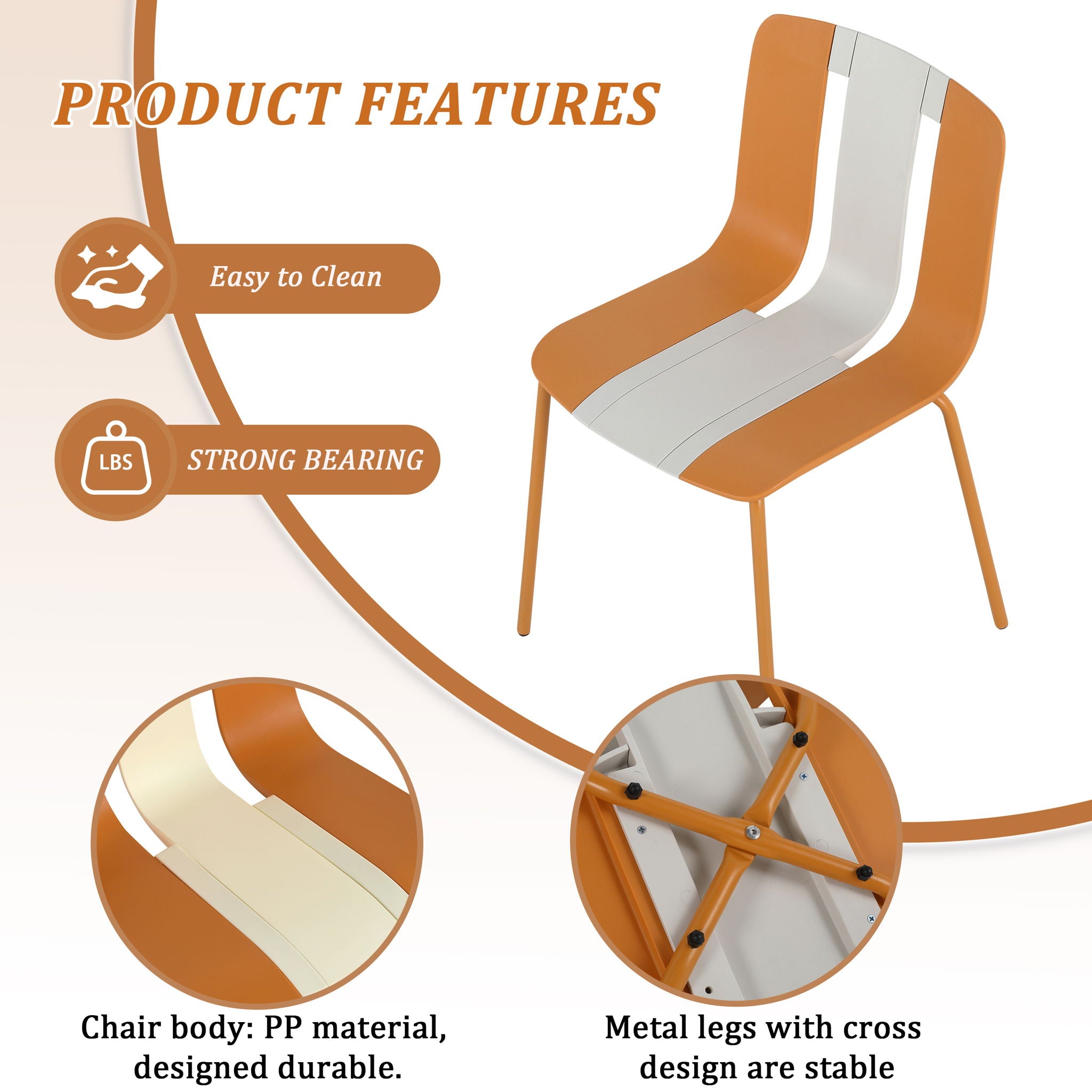 Modern Striped Blocking Single Chairs, Waterproof And Fade Resistant (Set of 4)