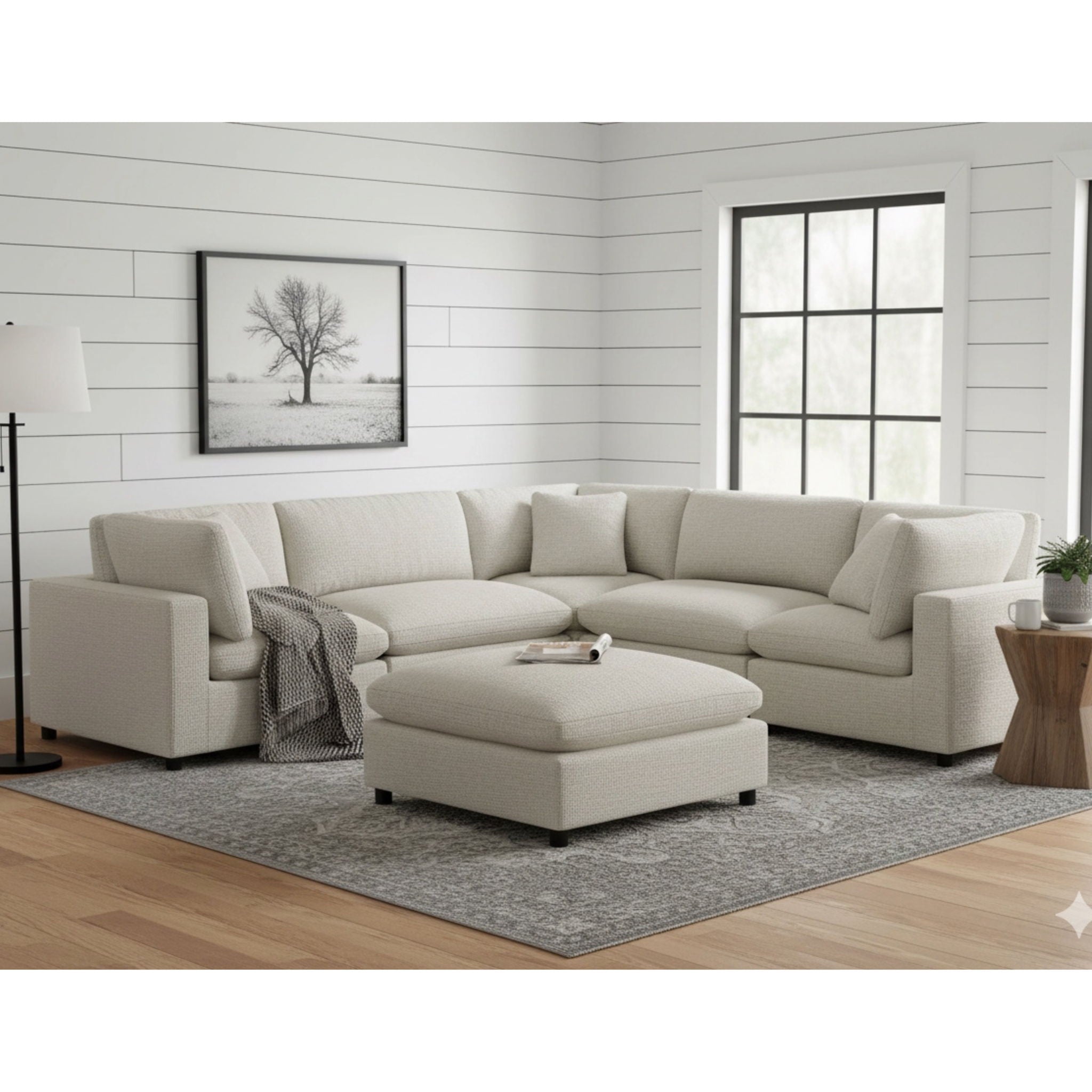 Cassandra - Square Ottoman - Beige