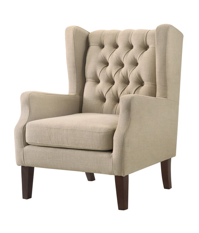 Irwin - Linen Button Tufted Wingback Chair - Best Buy Furniture