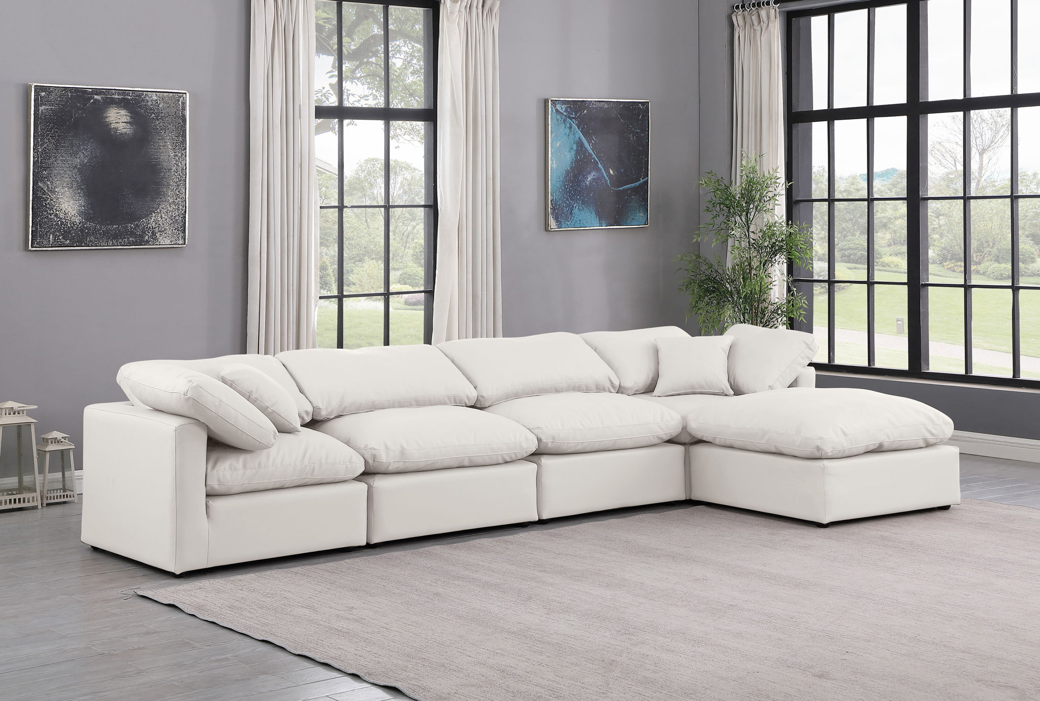 Indulge - Faux Leather 5 Piece Modular Sectional With Chaise
