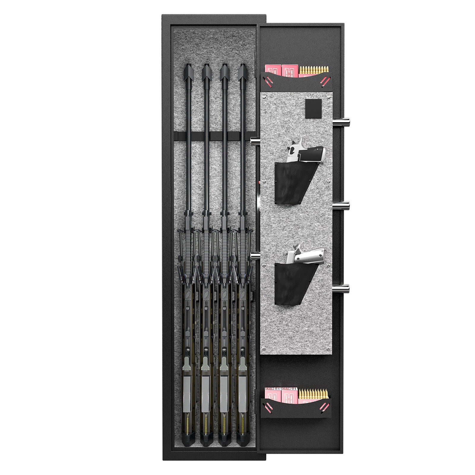 3 - 4 Gun Safe For Rifles And Pistols, Quick Access Password Gun Safe, High Security Metal Rifle Safe Locker With Removable Shelf And 2 Adjustable Gun Slots - Black - Best Buy Furniture