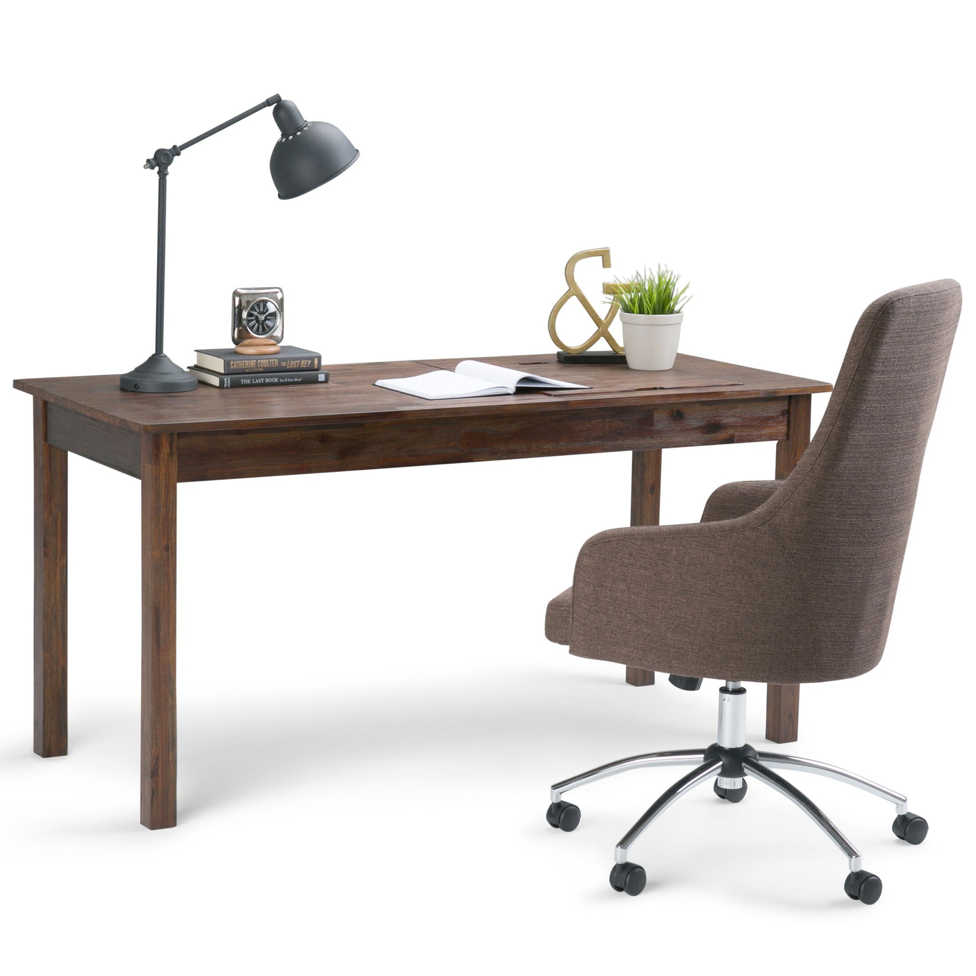 Monroe - Desk - Distressed Charcoal Brown - Best Buy Furniture