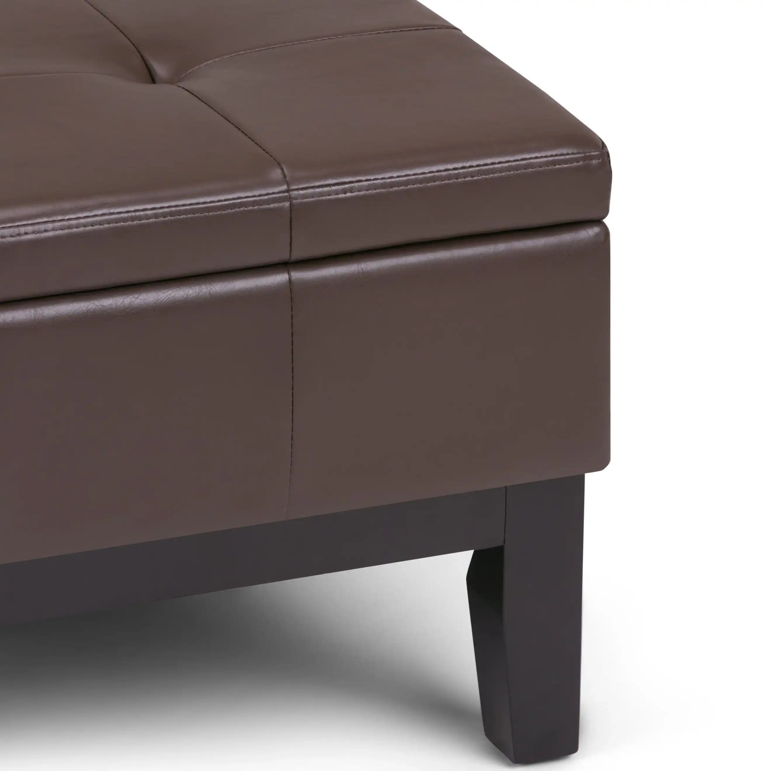 Dover - Square Coffee Table Storage Ottoman - Chocolate Brown - Best Buy Furniture