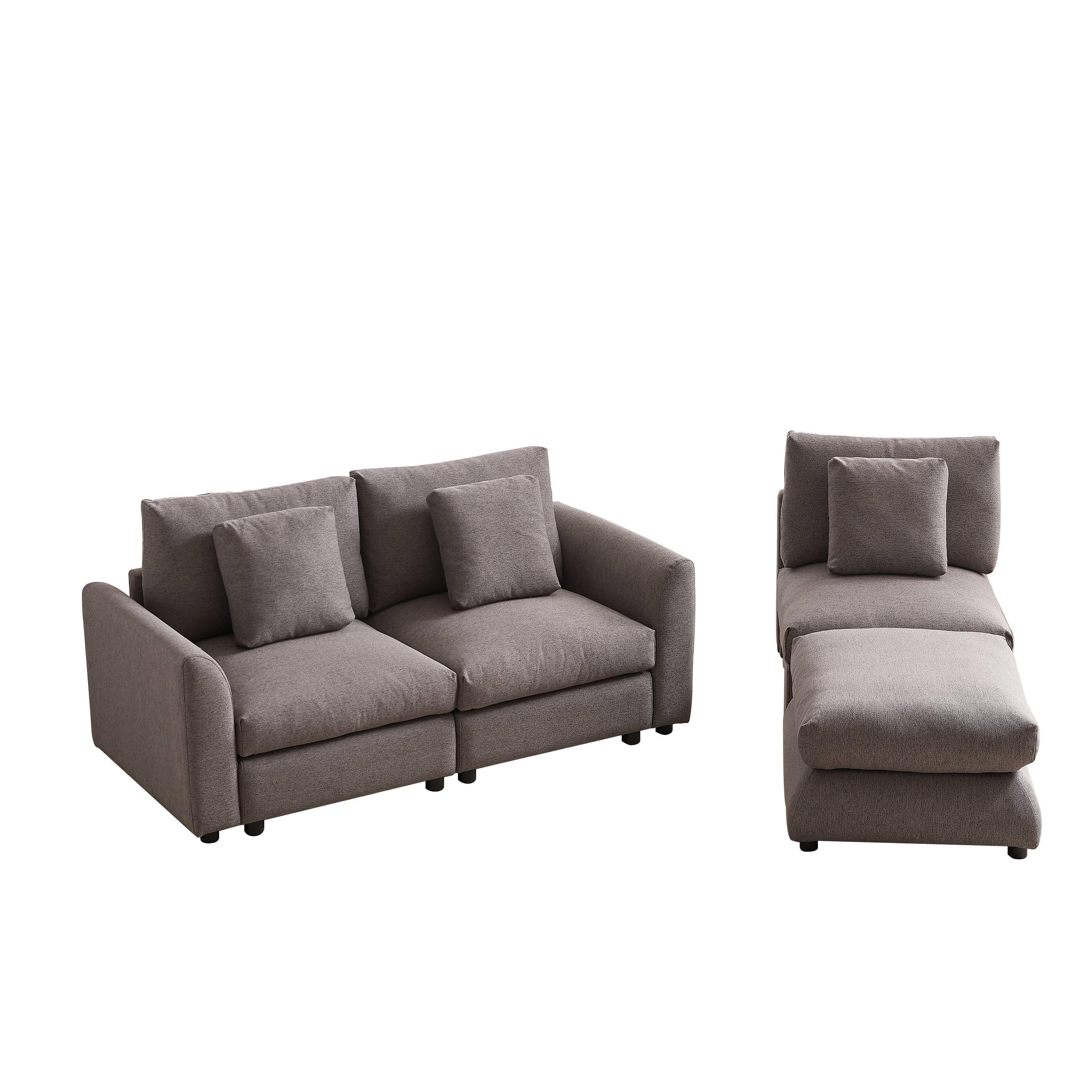 102.2 Inch Combination Modular Sofa with Ottoman Grey